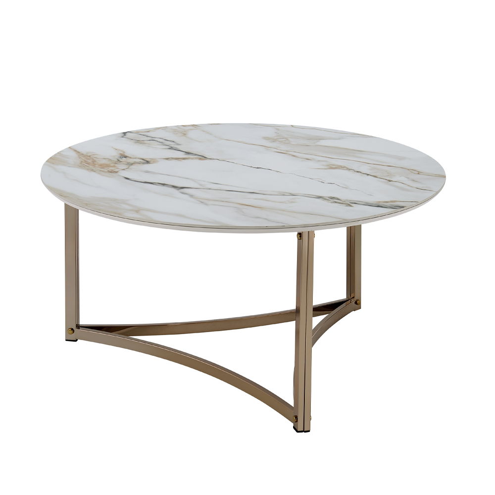 Zaidee - Round Coffee Table - Sintered Stone & Champagne, gold, view 7