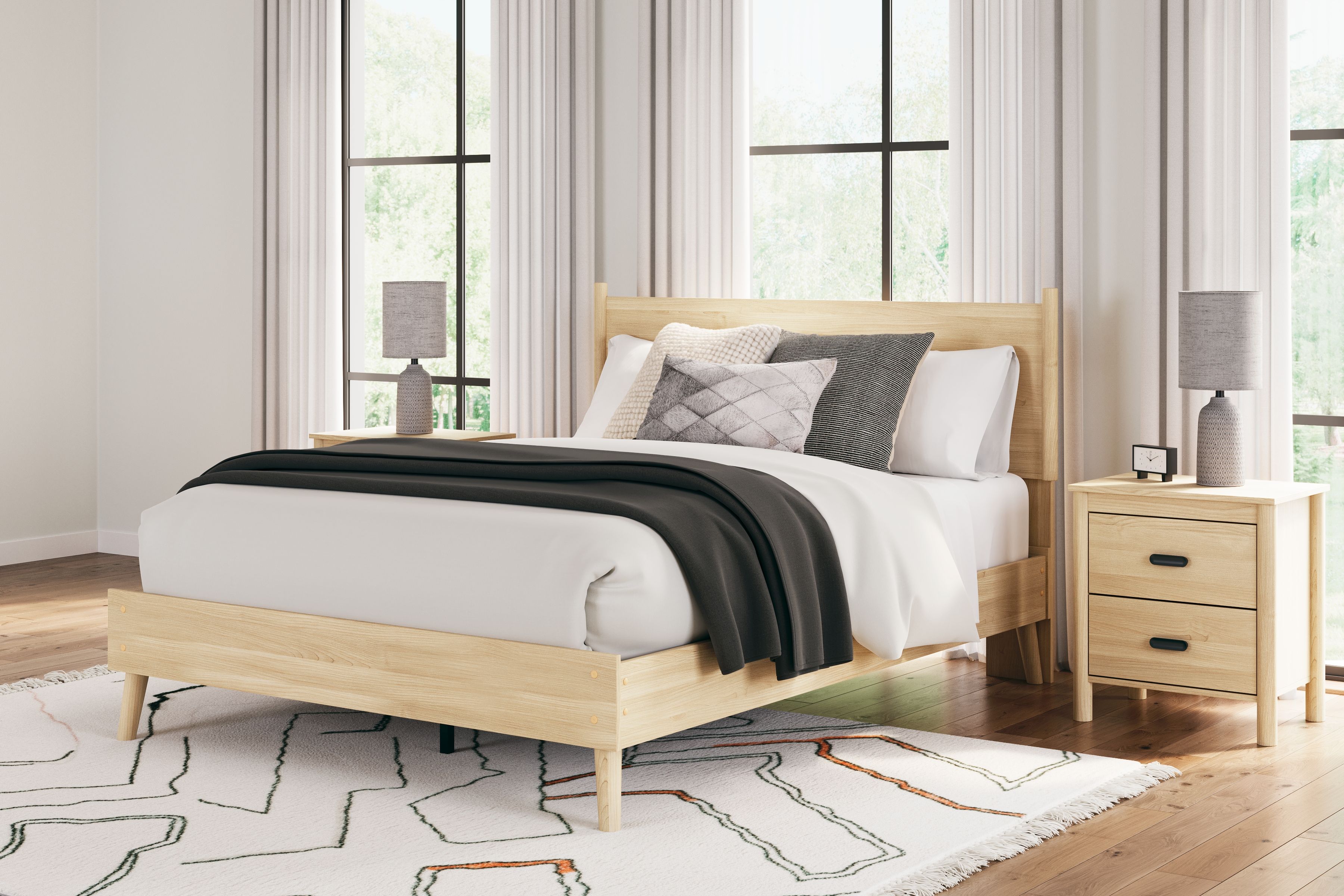 Cabinella - Queen Platform Panel Bed - Tan