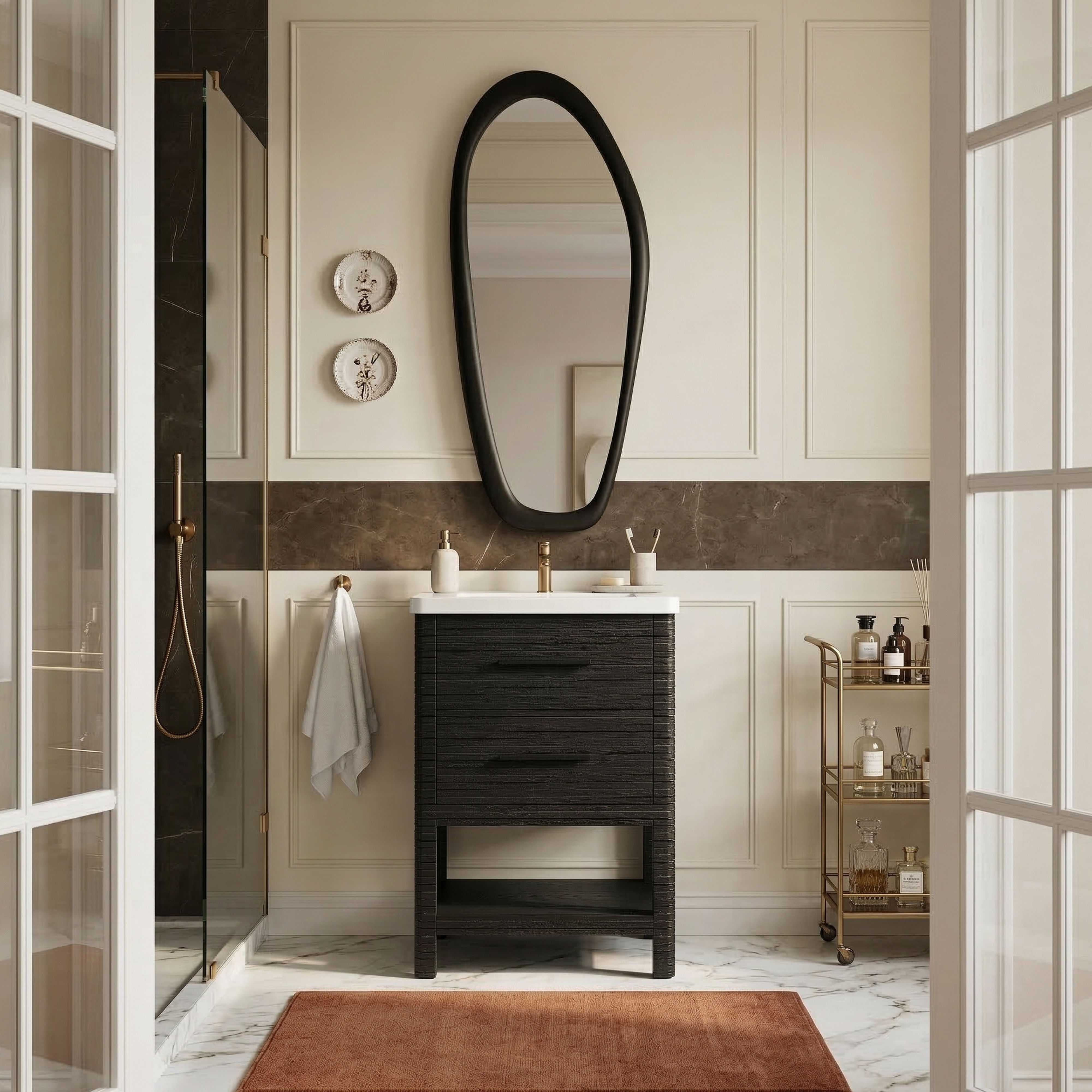 Oakwell - 24'' Bathroom Vanity - Black / White