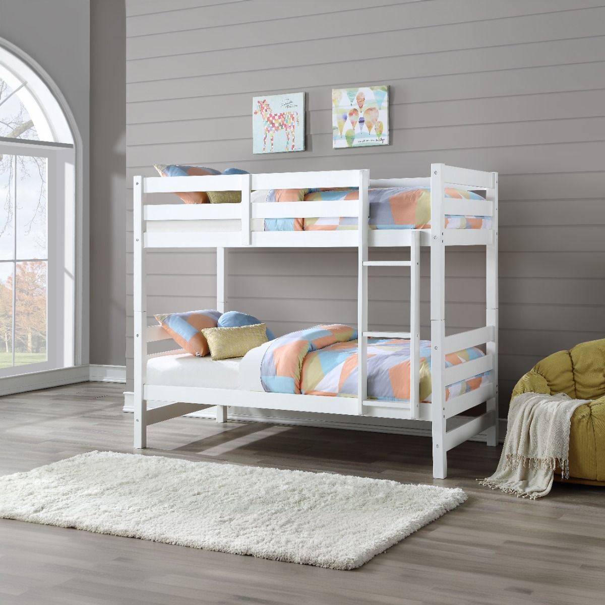 Ronnie - Twin Over Twin Bunk Bed - White, white, view 3