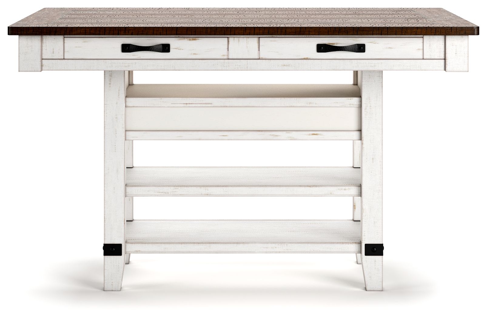 Ashley Furniture Valebeck - 5 Pc. - Counter Table With Wine Rack, 4 Swivel Stools - White / Brown - Image 5