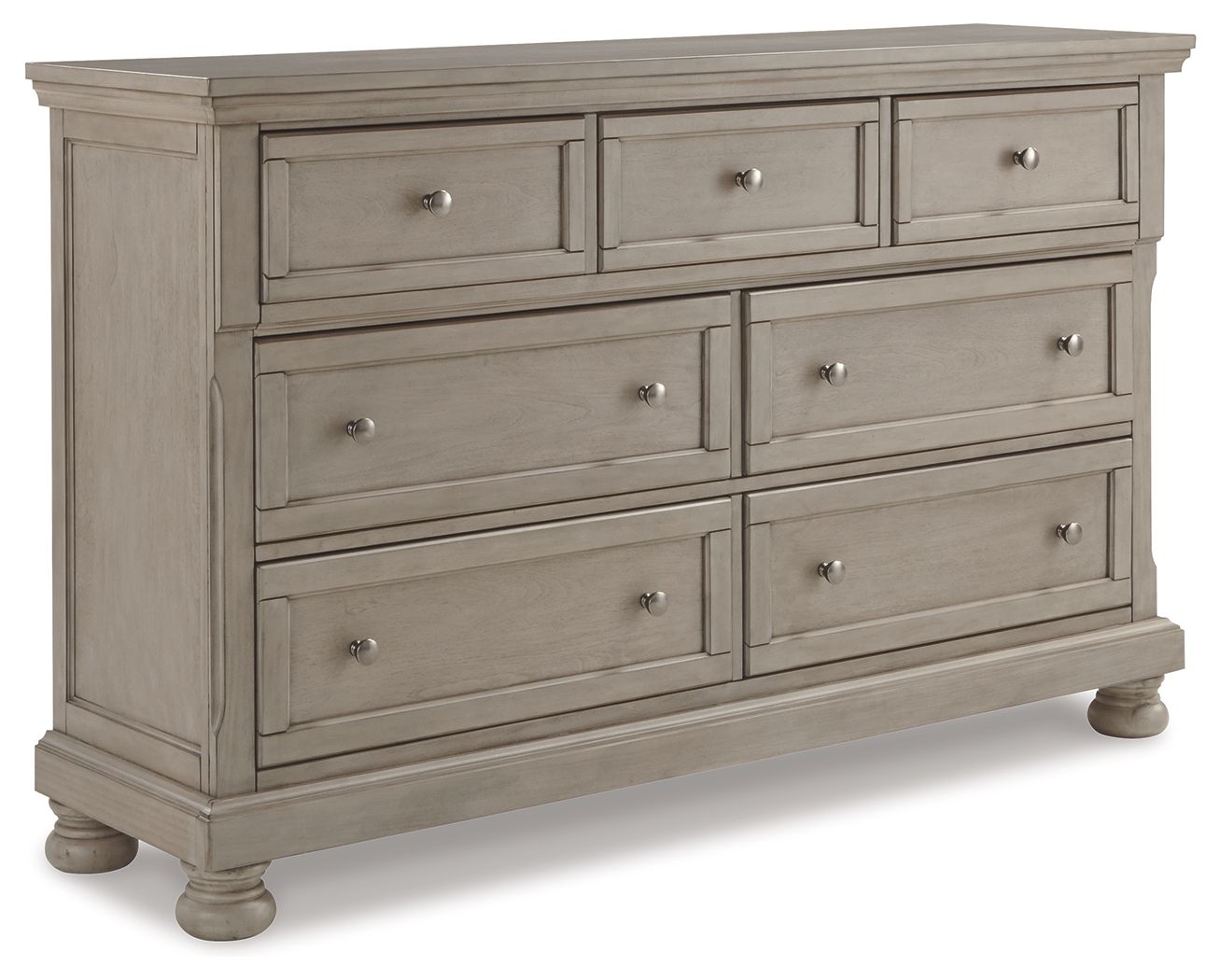 Lettner - King Panel Storage Bed - 5 Pc. - Dresser, Mirror, King Bed - Light Gray