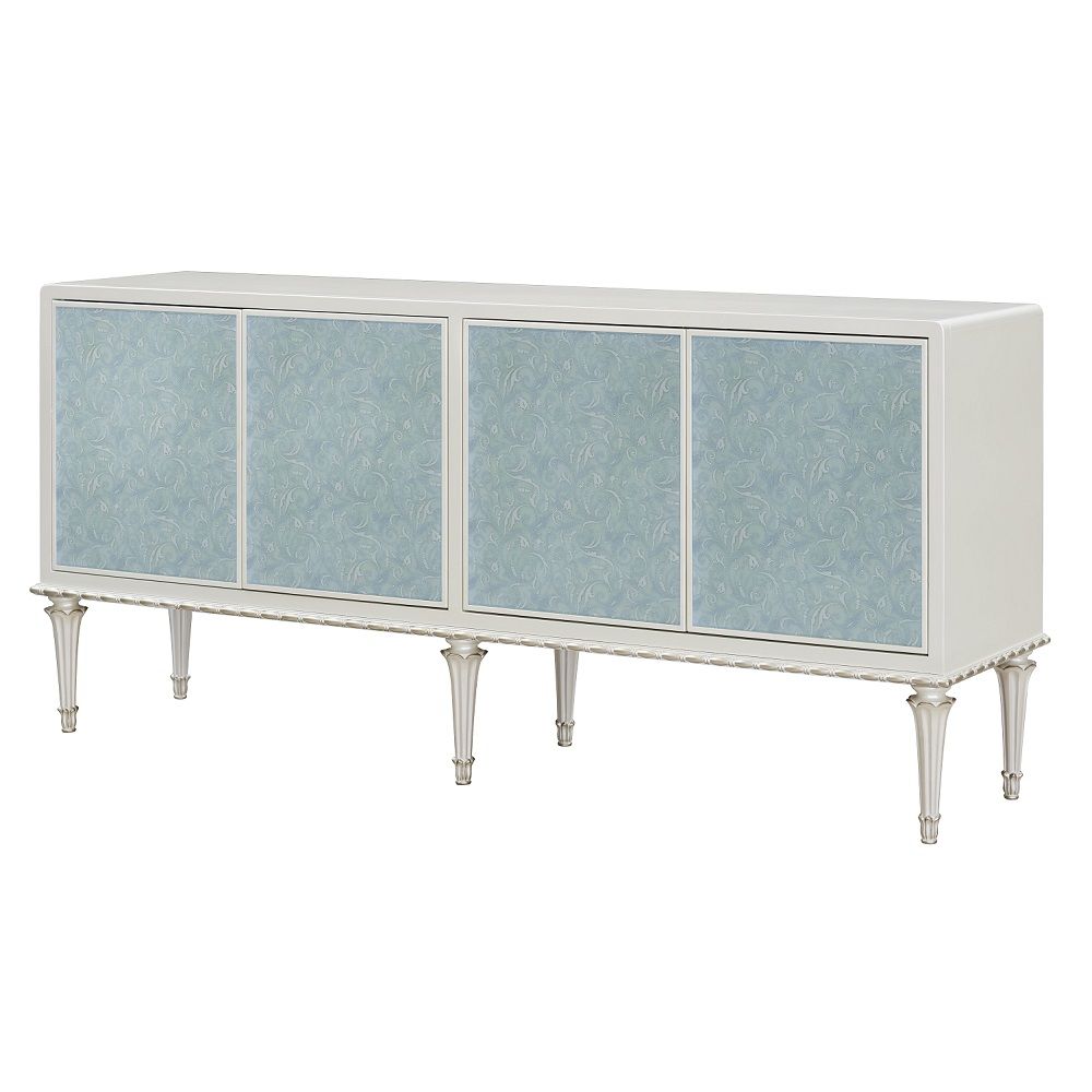 Ansaldo - Console Cabinet - Pearl White & Silver Shimmer, white, view 2