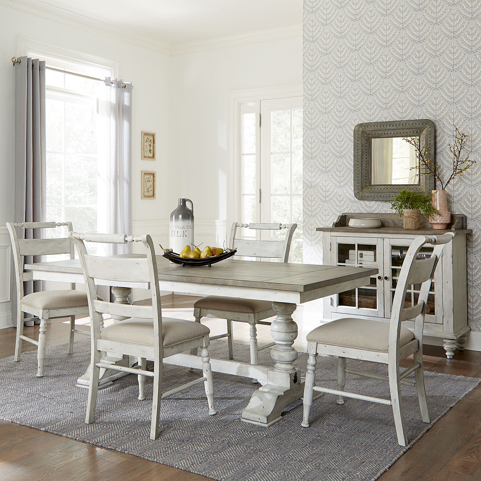 Liberty Furniture Whitney - 5 Piece Trestle Table Set - White