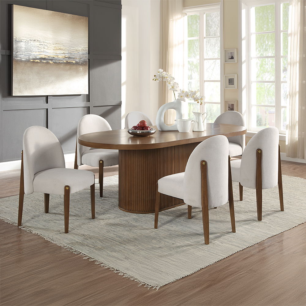 Gamarya - Side Chair (Set of 2) - White Fabric & Oak, white, view 6