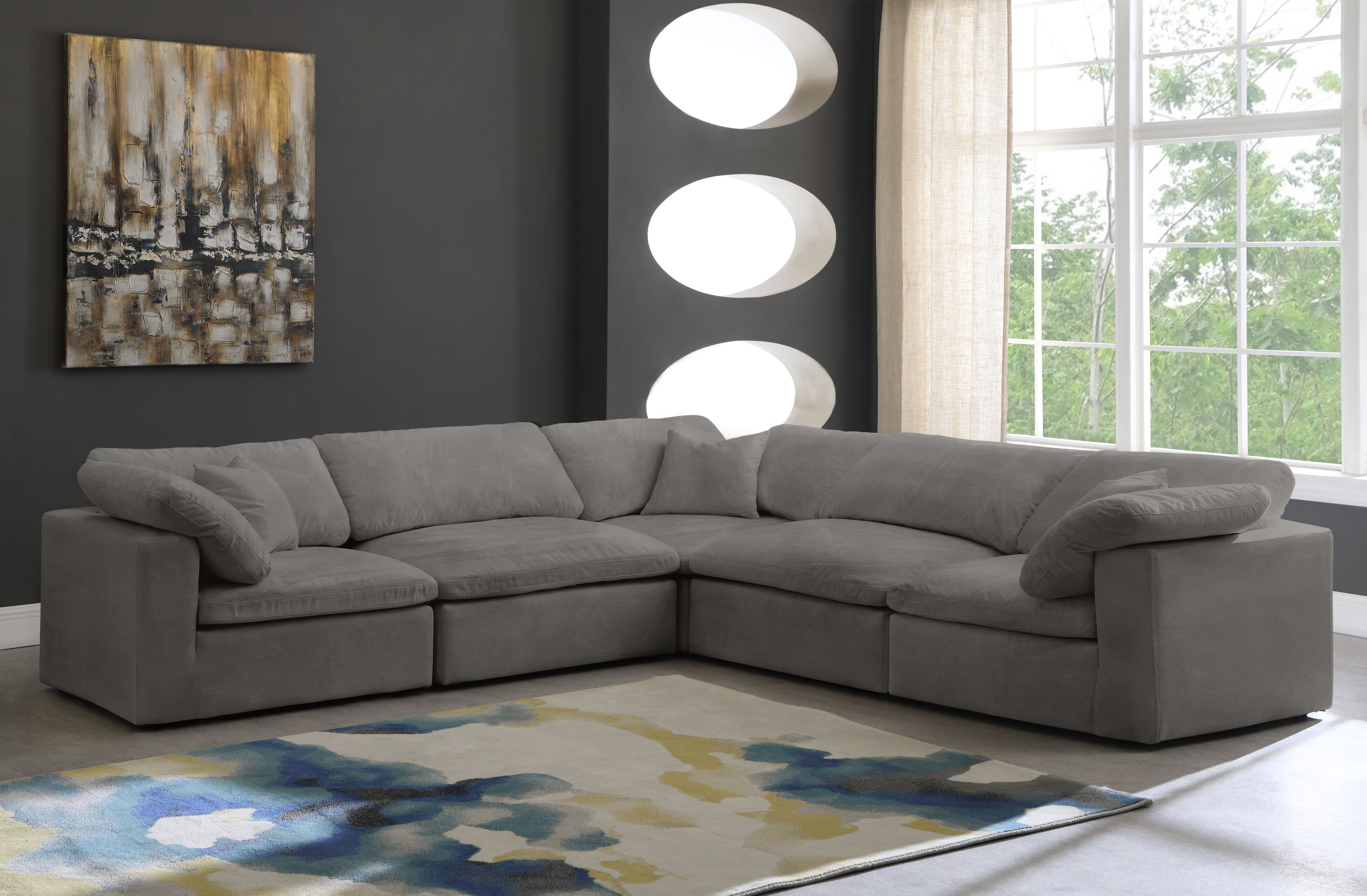 Cozy - 5 Piece Modular Corner Sectional - Gray