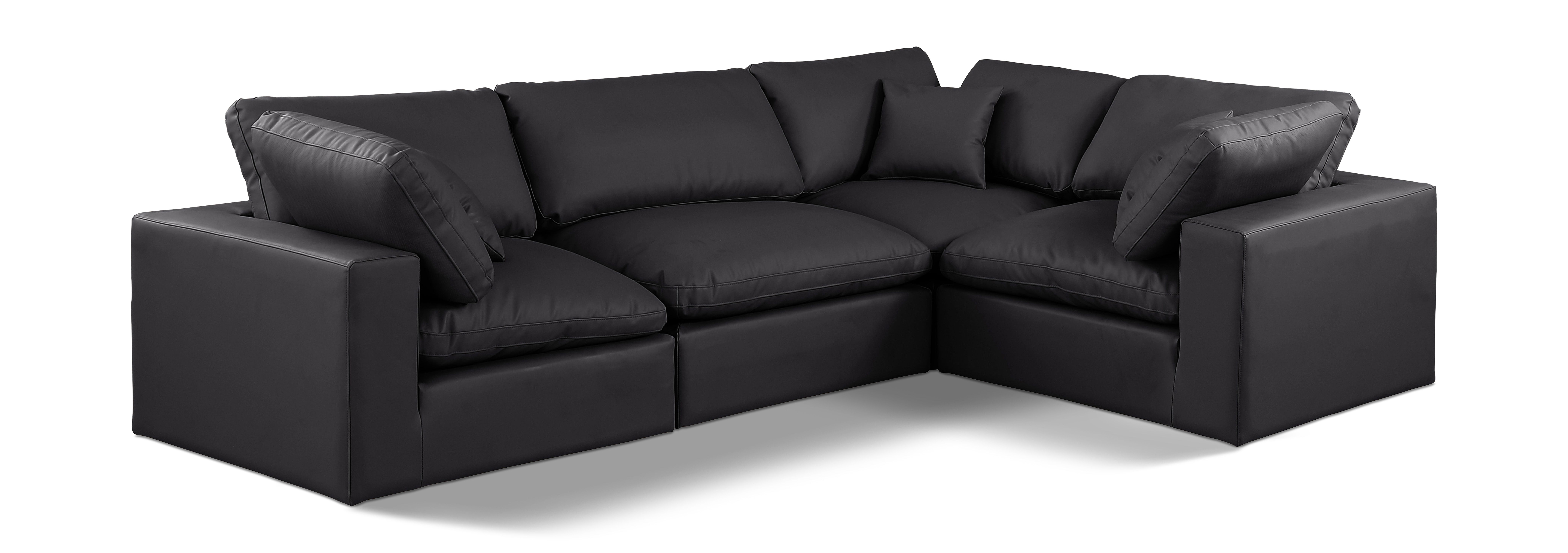 Comfy - 4 Piece Faux Leather Modular Sectional - Charcoal