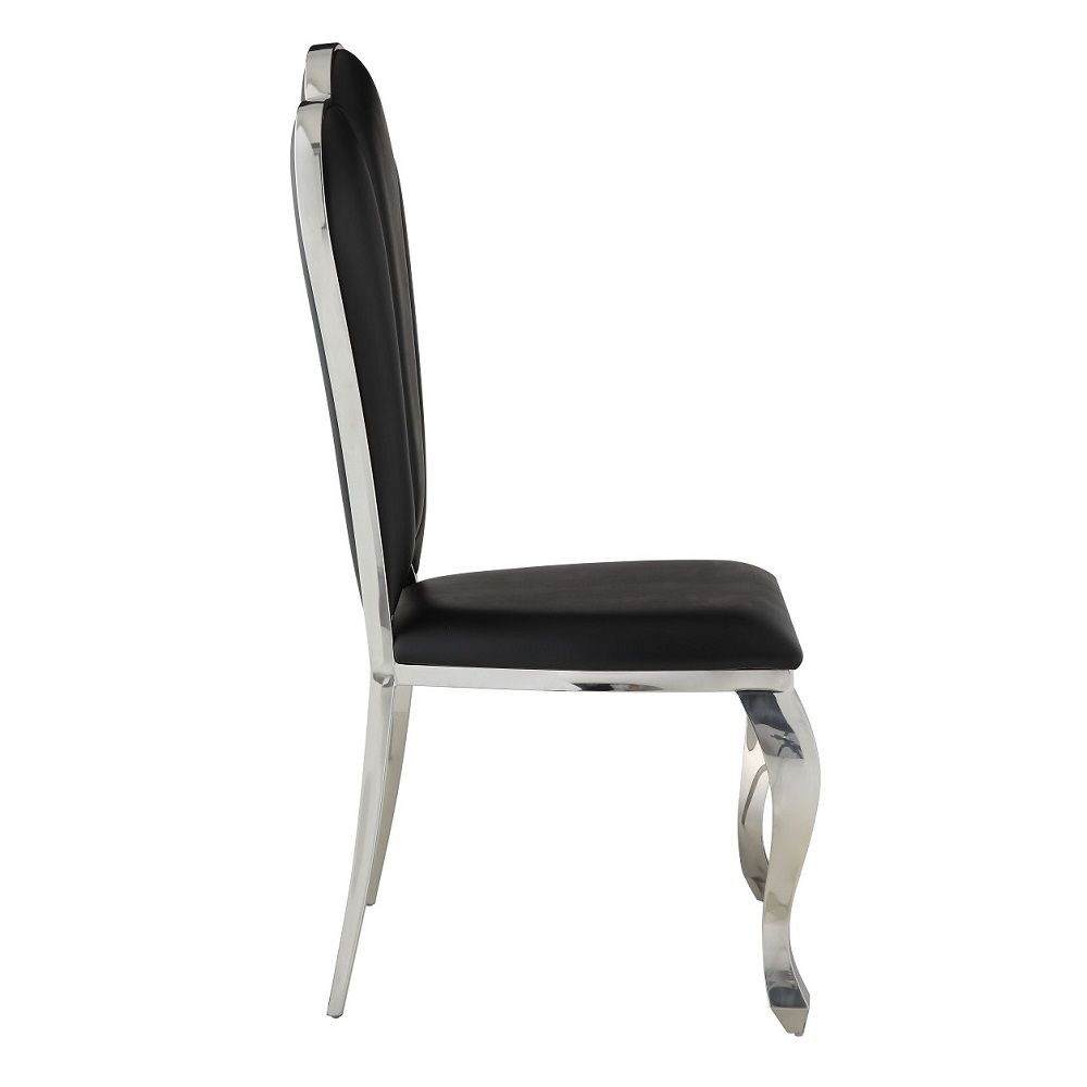 Cyrene - 43" Side Chair (Set of 2) - Black Synthetic Leather, black, view 3