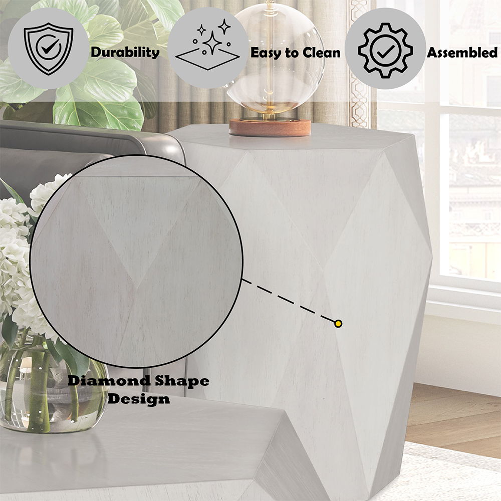 Hanniel - End Table - Antique White, white, view 4
