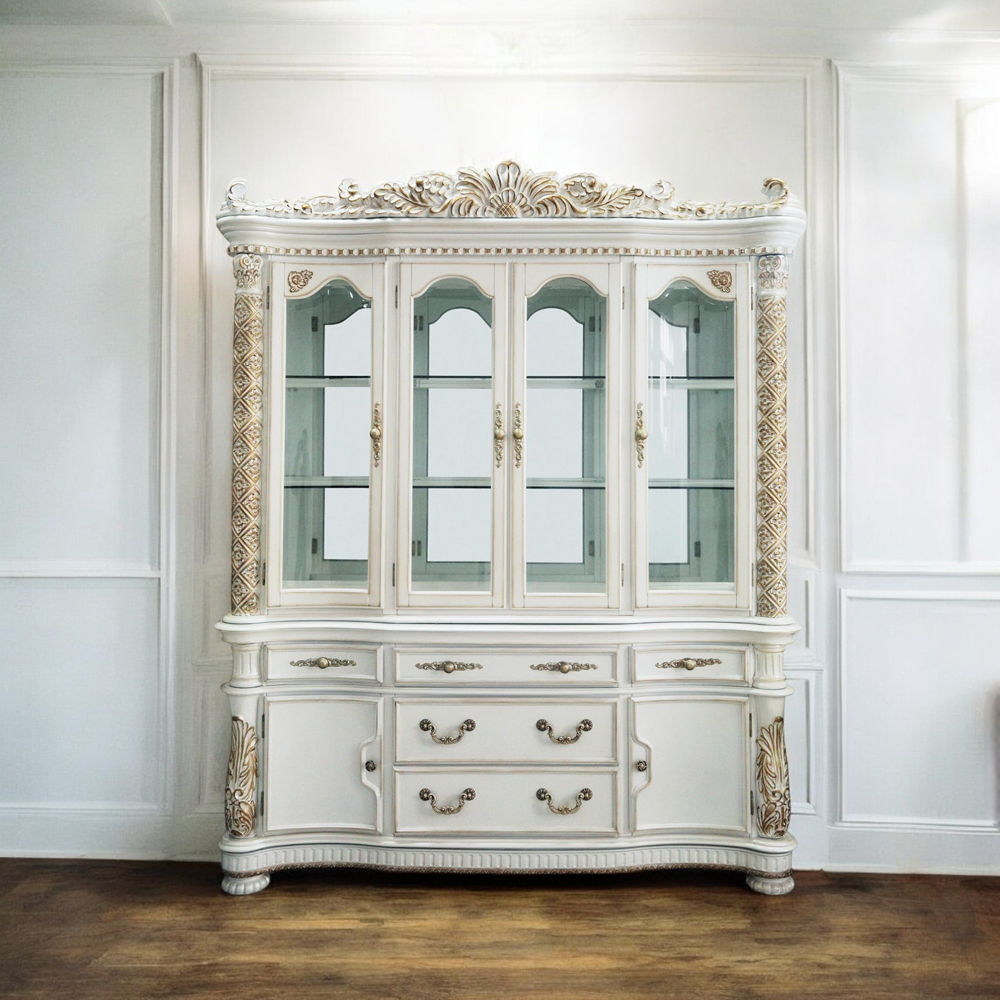 Vendome - Buffet & Hutch - Antique Pearl, white