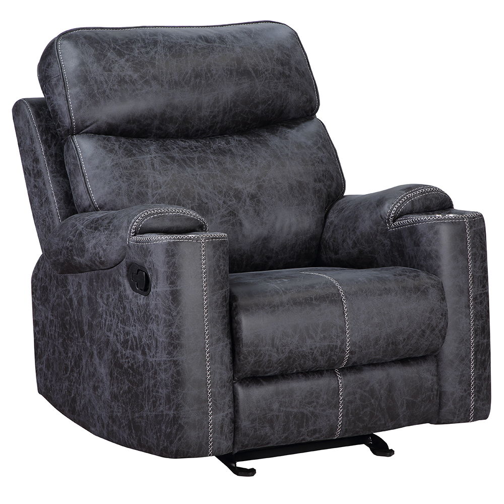 Hirah - Motion Glider Recliner - Dark Gray Polish Microfiber, dark gray