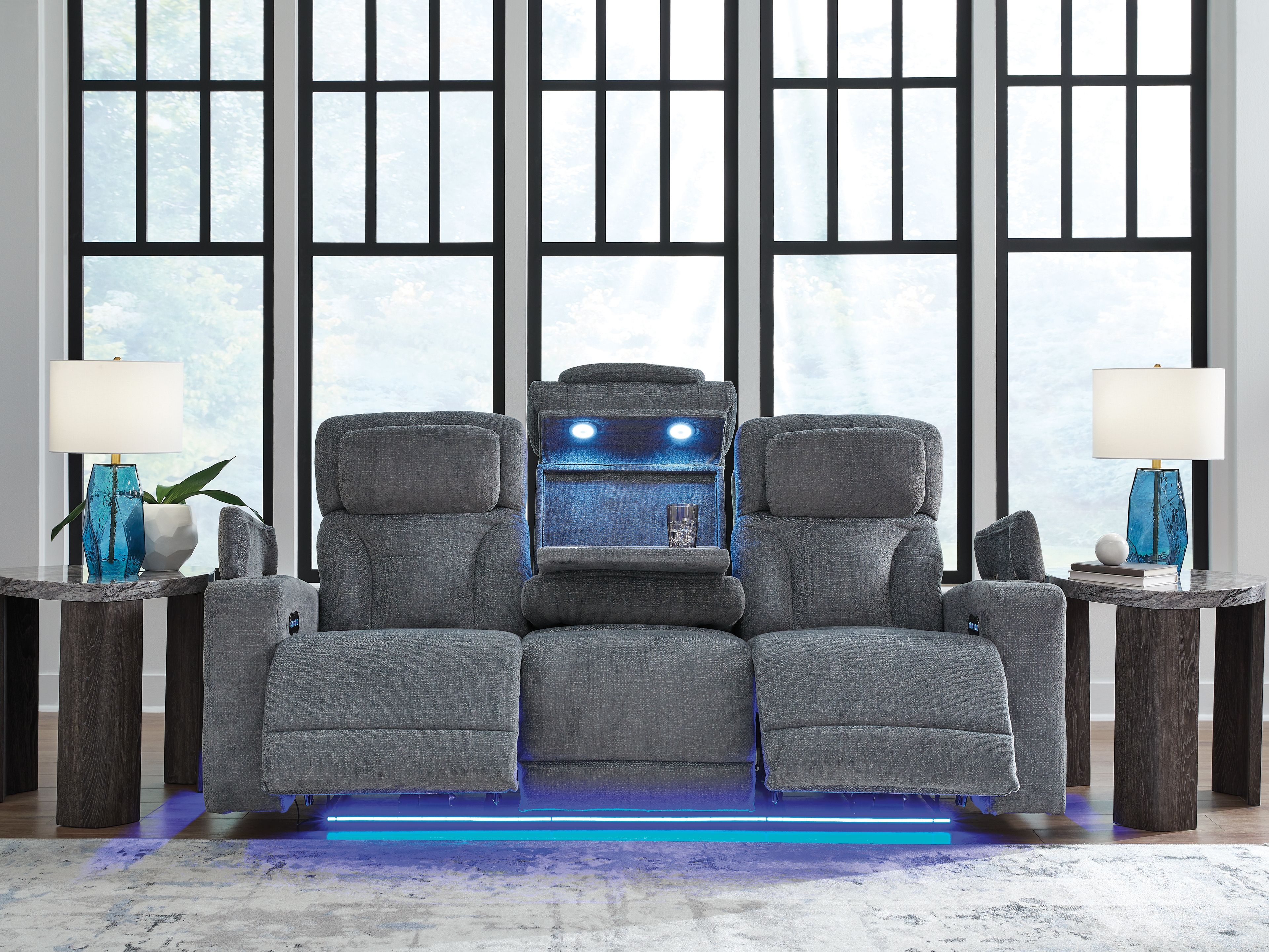 Ashley Furniture Studio Cave - Power Reclining Sofa - Steel - Image 7