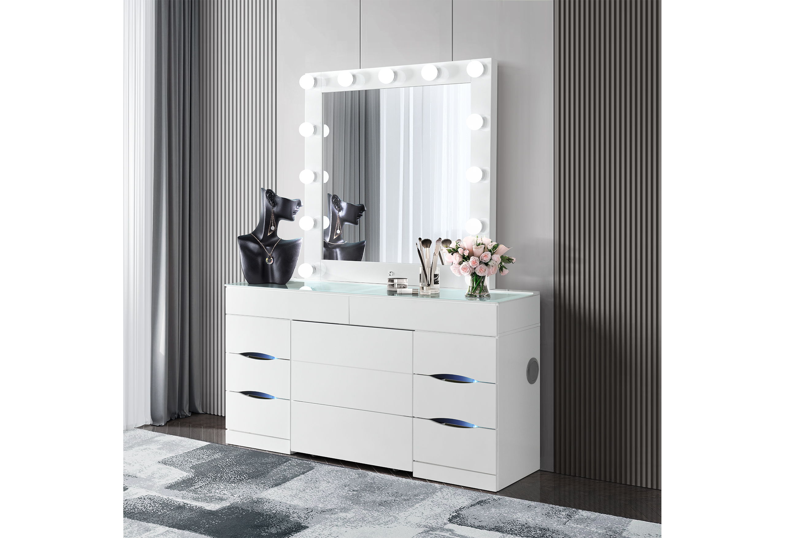 Ella - Vanity With Speaker - White