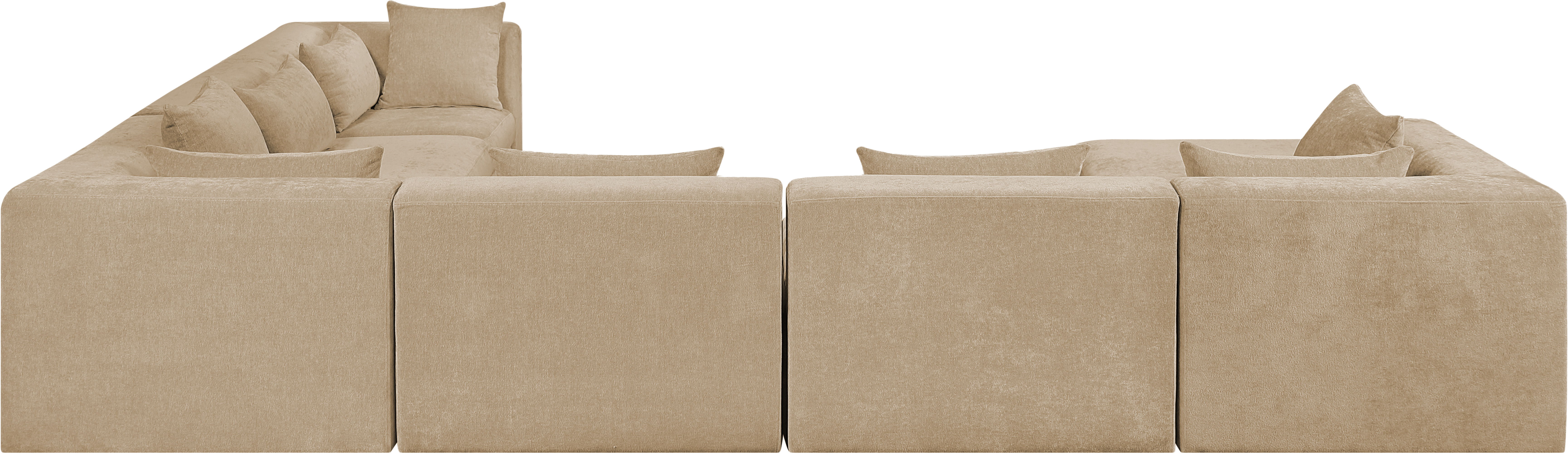 Stellar - 7 Piece Chenille Fabric 152" Upholstered Modular Sectional - Beige