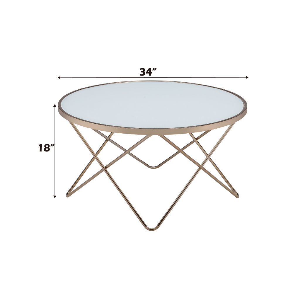 Valora - Coffee Table - Frosted Glass Top & Champagne, white, view 3