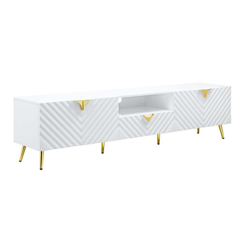 Gaines - TV Stand - White High Gloss, white