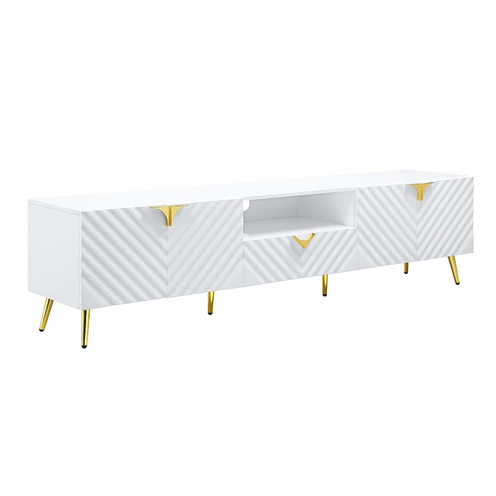 Gaines - TV Stand - White High Gloss, white