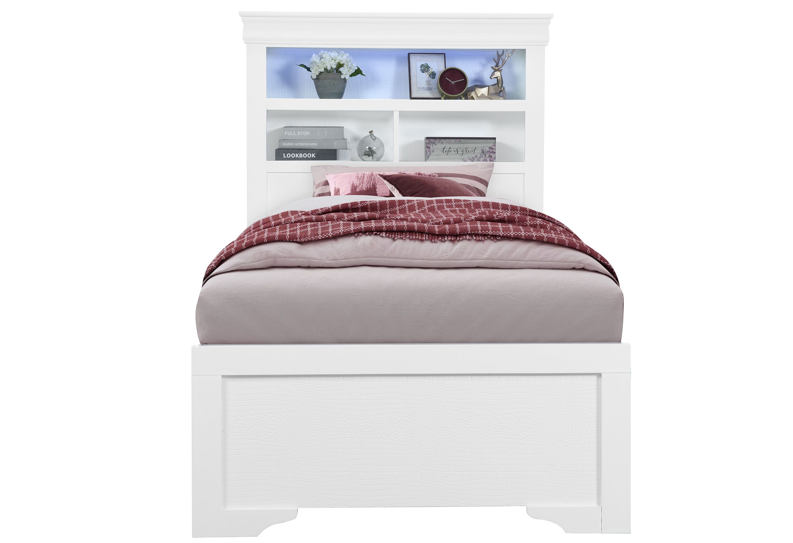 Twin Bookcase Bed With LED
