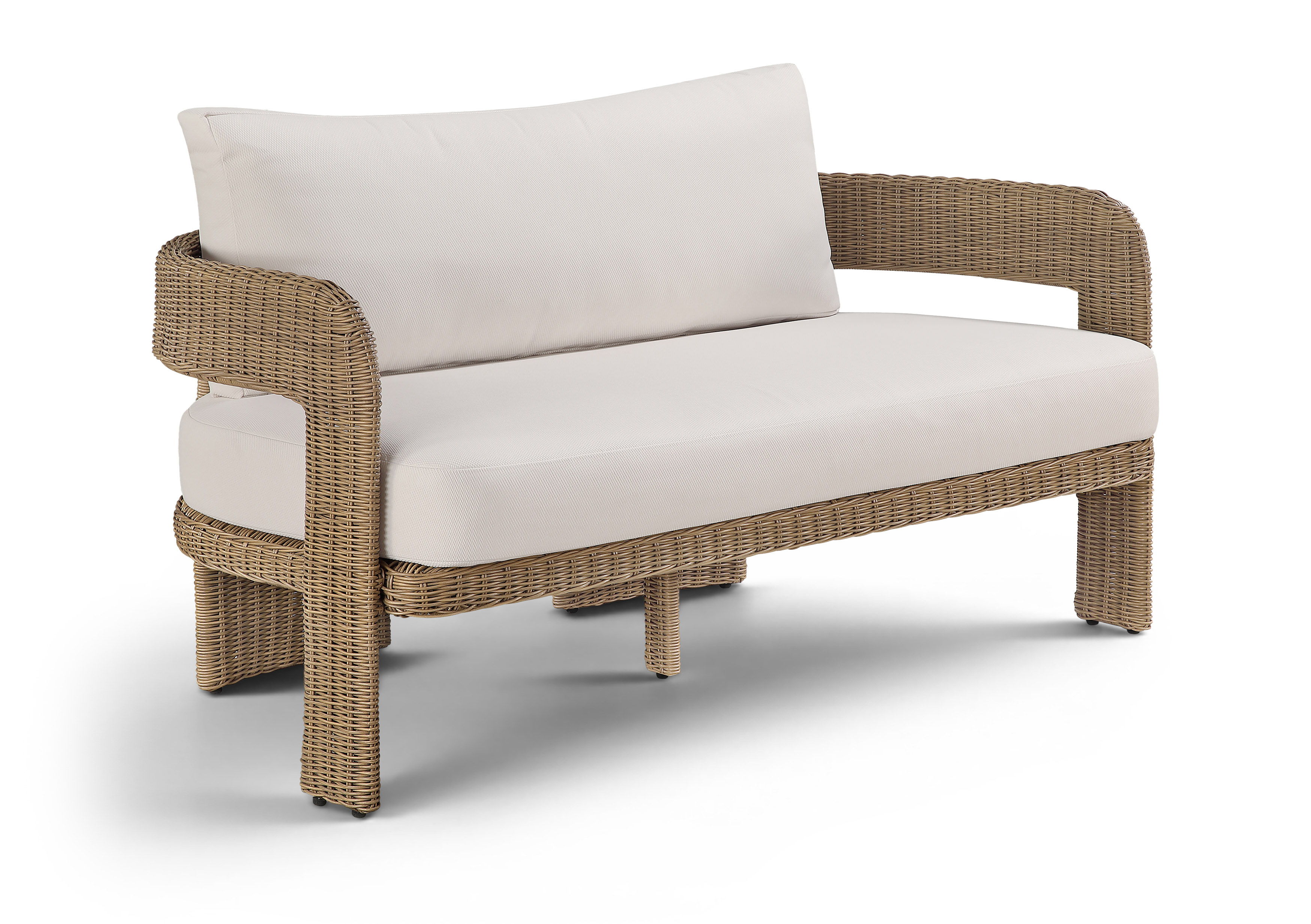 Sandbay - Olefin Water Resistant Fabric And Wicker Outdoor Patio Loveseat - Beige