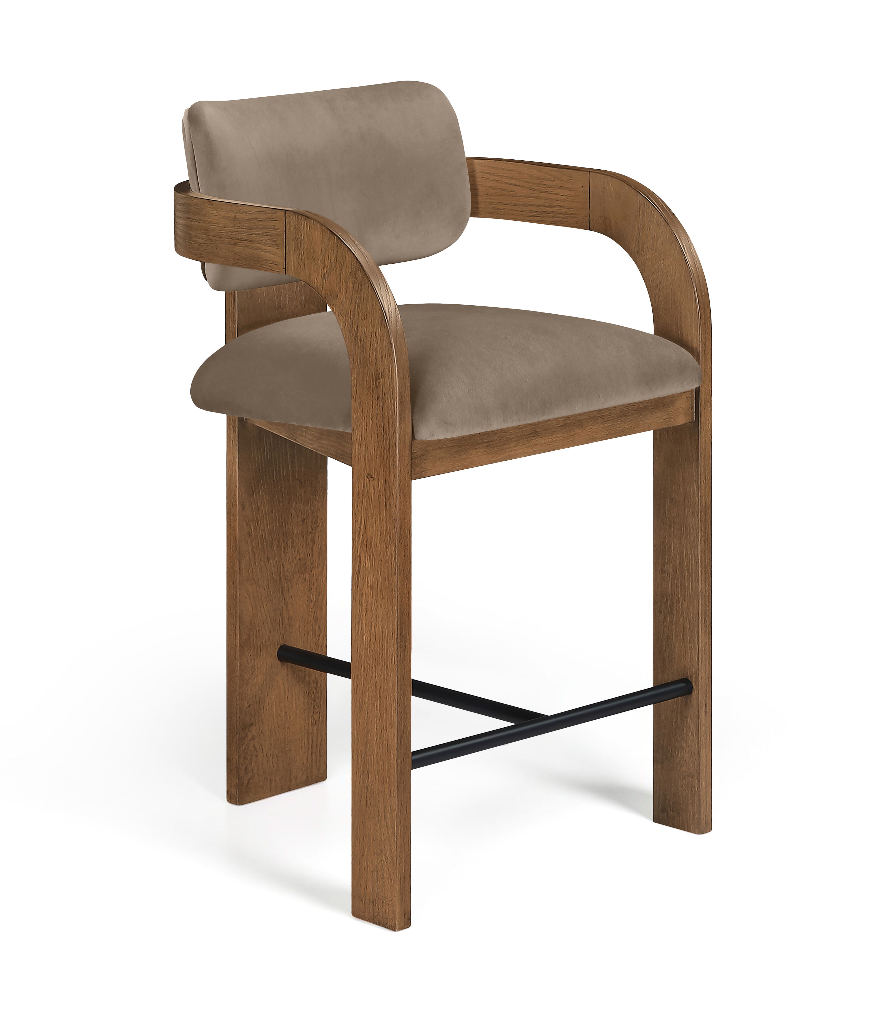 Cedra - Velvet Performance Fabric Upholstered Counter Stool - Taupe