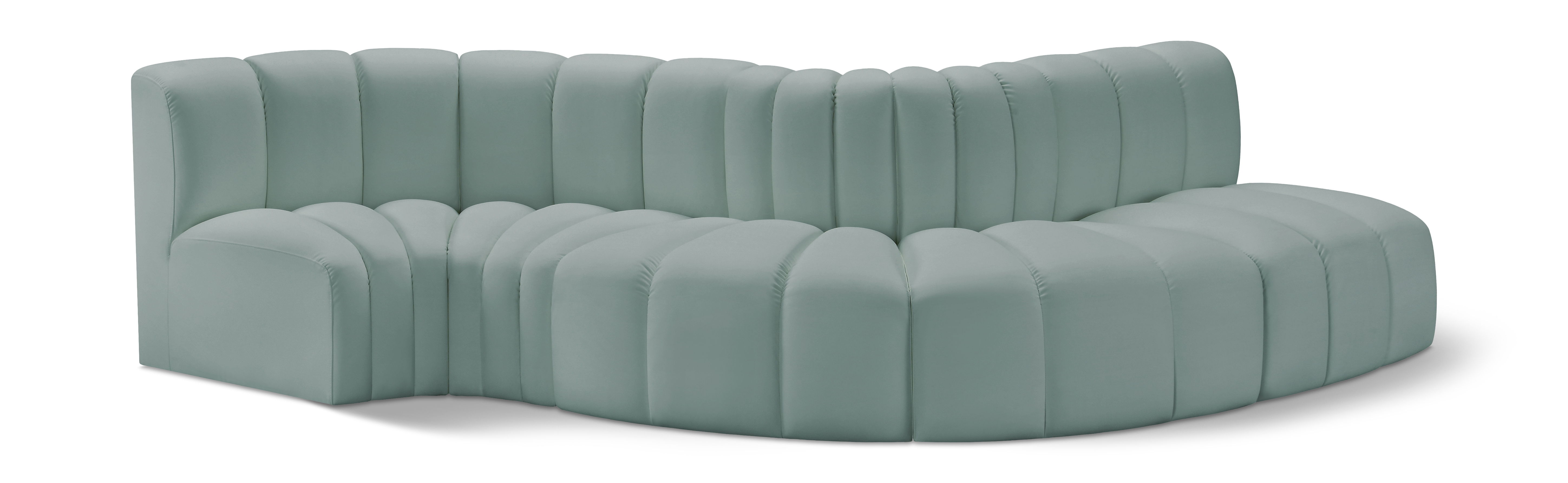 Arc - Faux Leather 5 Piece Modular Sofa - Mint Green