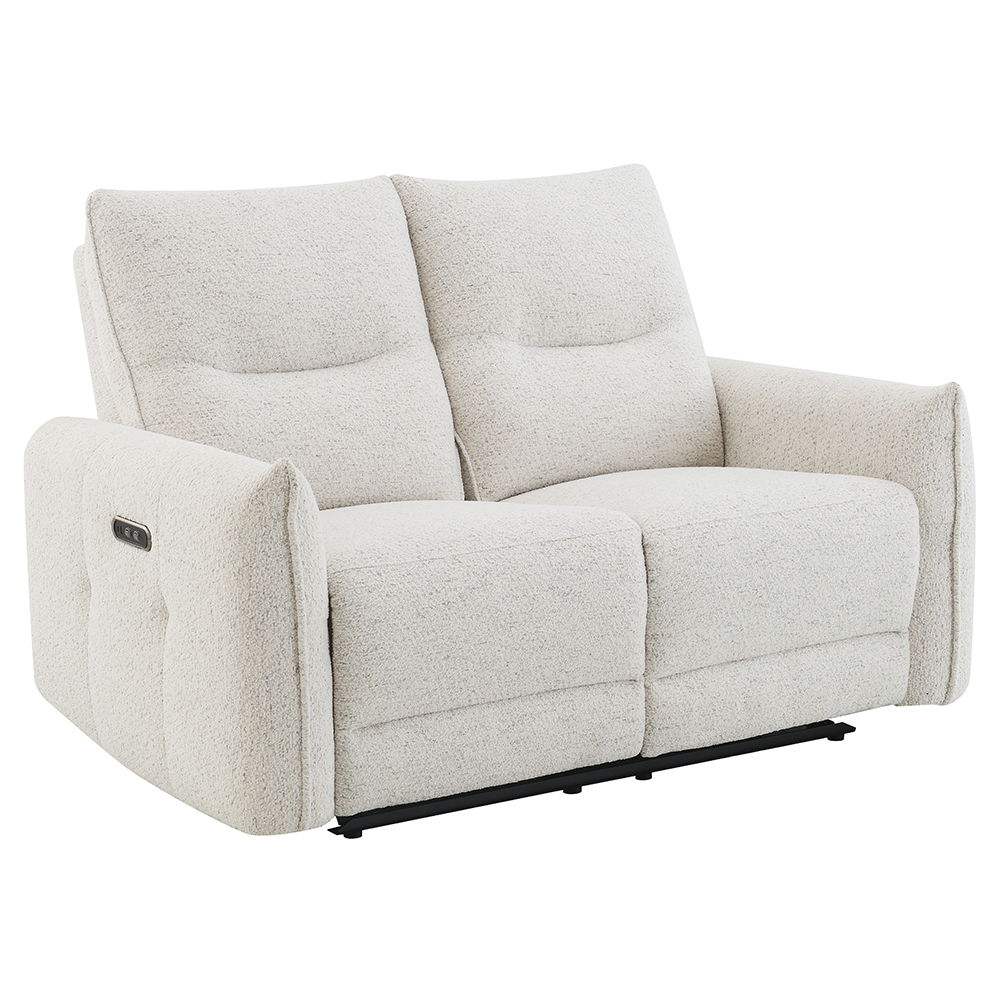 Lalisa - Power Motion Loveseat With USB Port - Cream Chenille, white, view 2