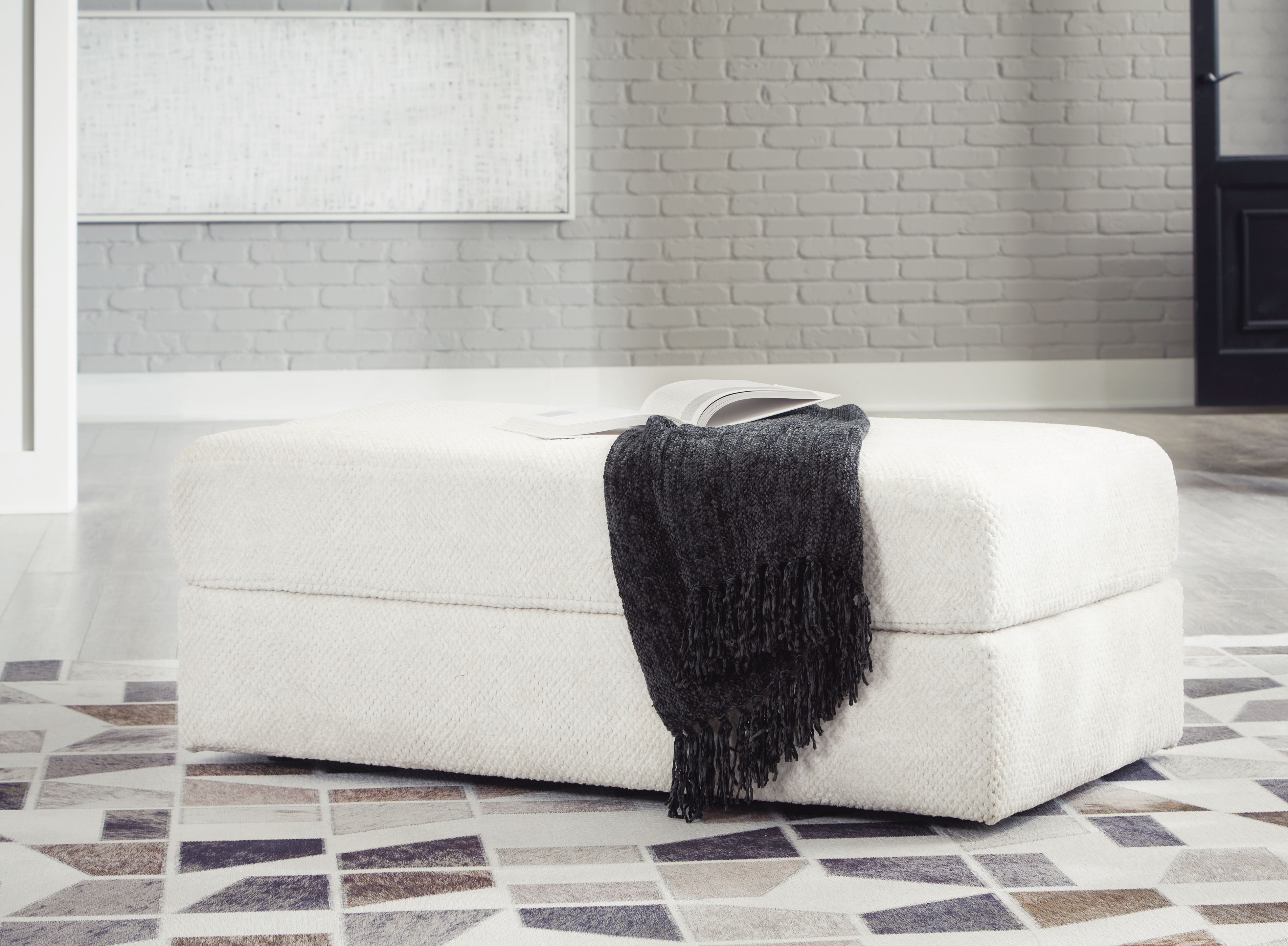 Ashley Karinne Oversized Accent Ottoman - Linen