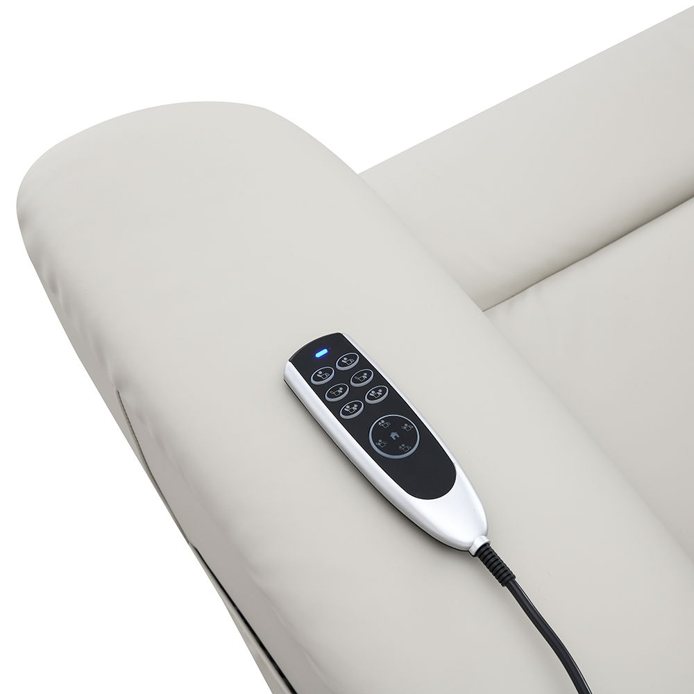 Marsha - Power Recliner With Lift & Massage - Light Gray Leather, light gray, view 8