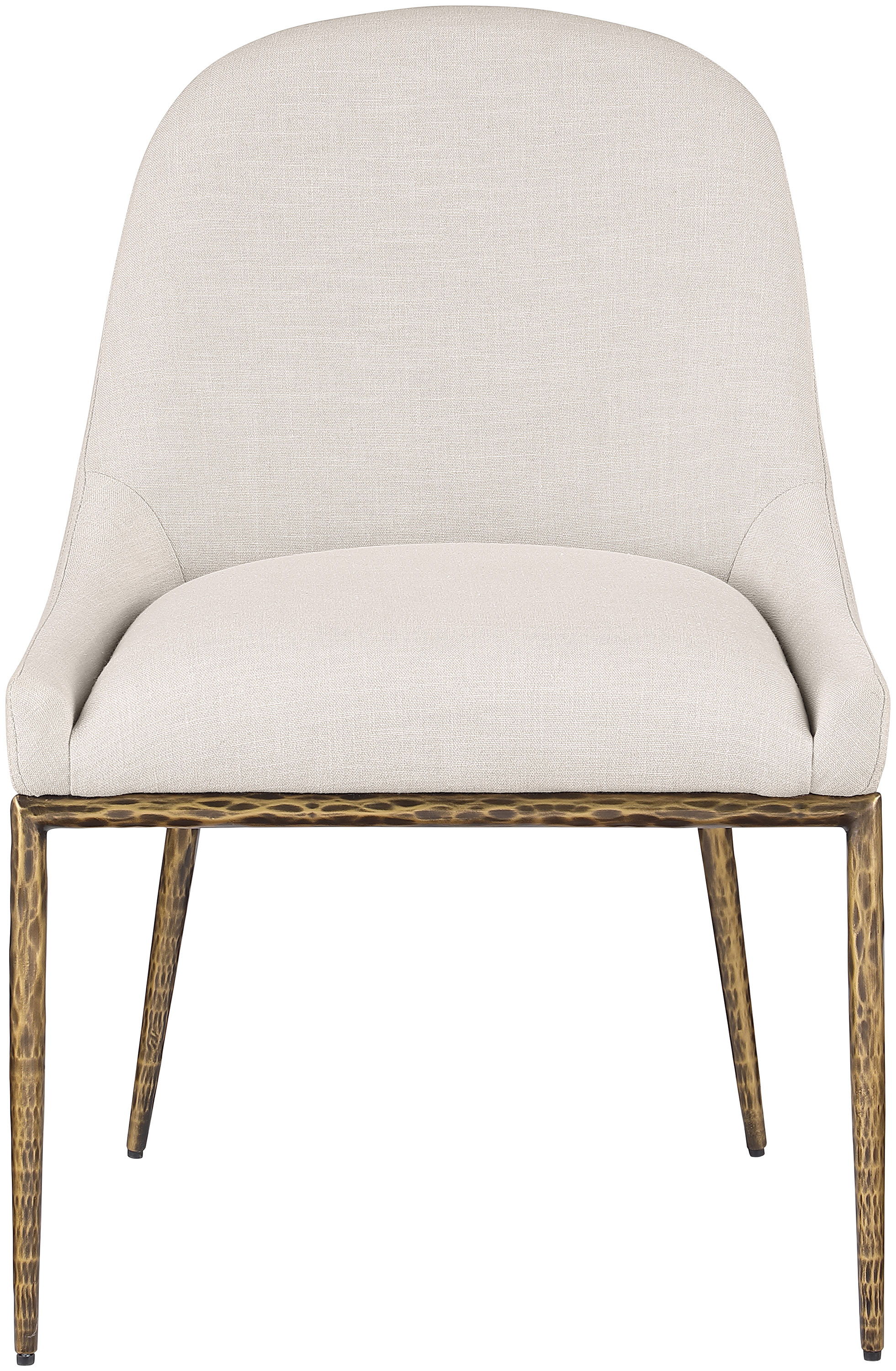 Ferro - Linen Textured Performance Fabric Upholstered Dining Side Chair - Beige / Brushed Gold