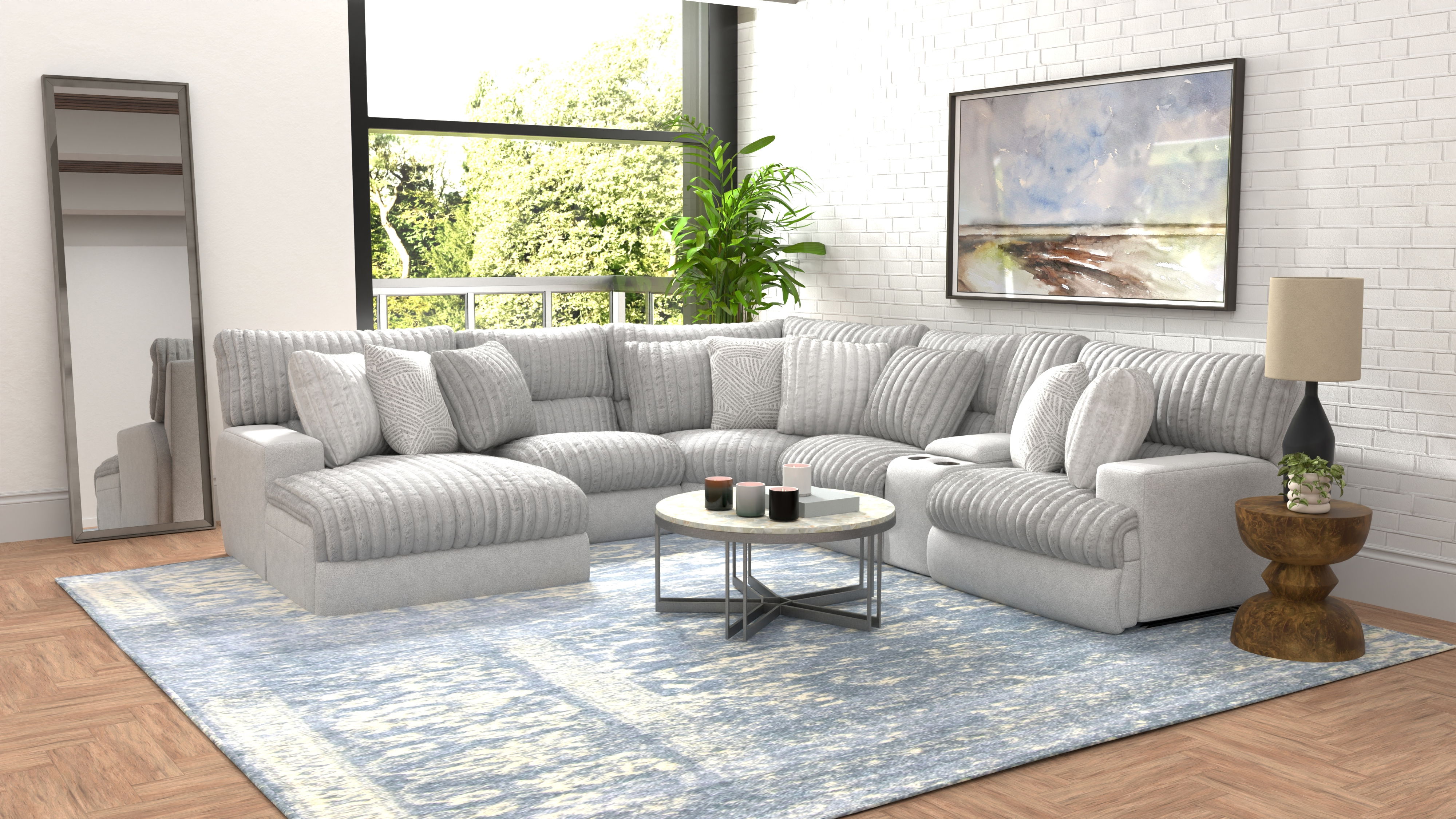 Abraxas - 6 Piece Power Reclining Sectional With Lay-Back Chaise And 2 Reclining Seats (LSF Chaise) - Moonstruck