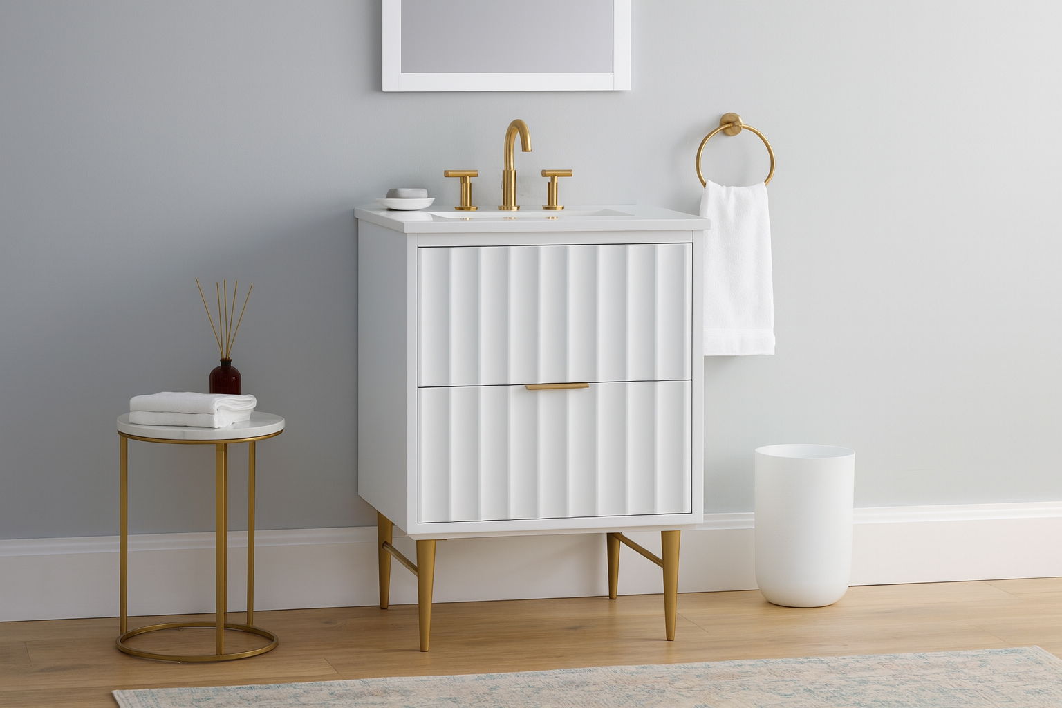 Modernist - 24" Bathroom Vanity With Gold Legs - White