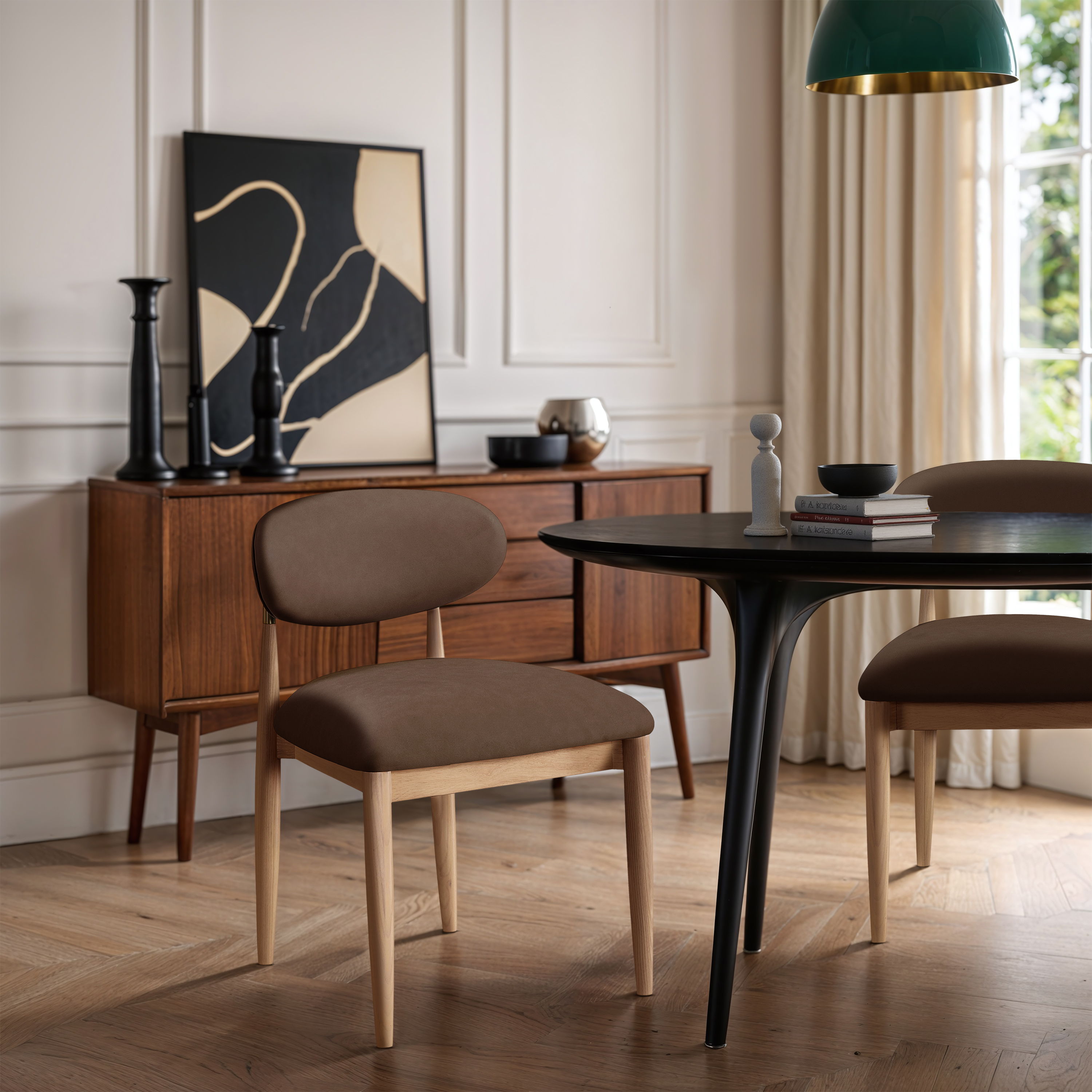 Riccio - Vegan Leather Upholstered Dining Side Chair (Set of 2) - Brown