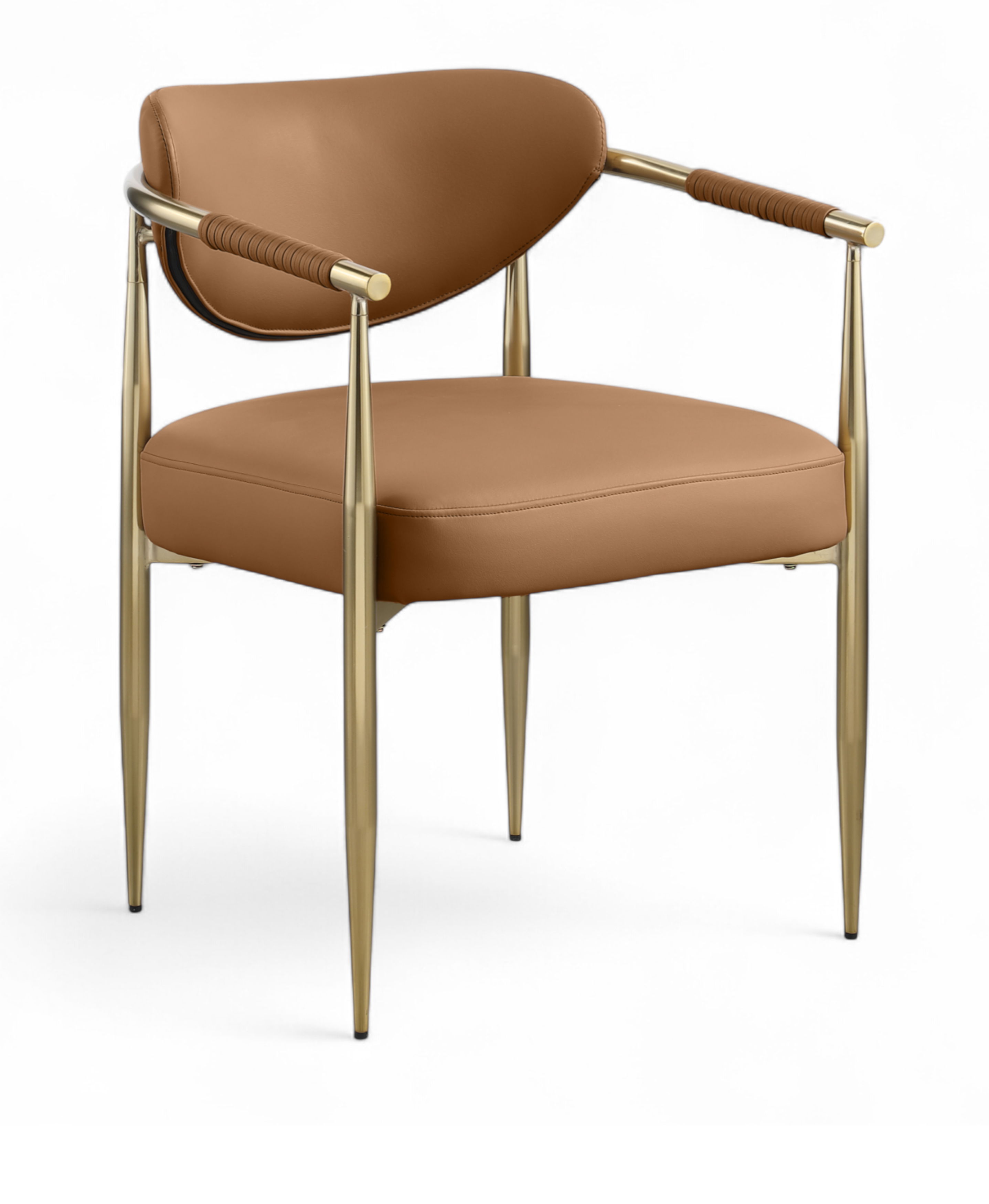 Virella - Vegan Leather Upholstered Dining Chair With Gold Base (Set of 2) - Cognac
