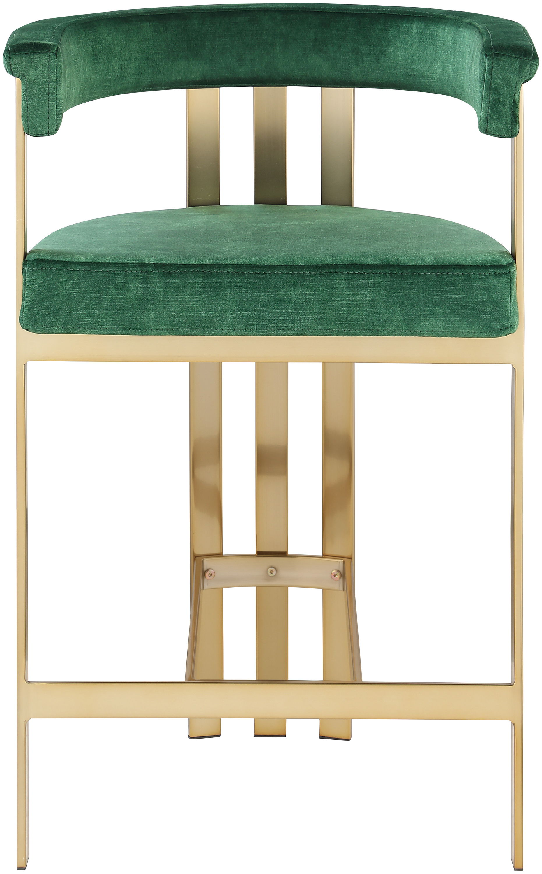 Marcello - Counter Stool With Brushed Gold Iron Frame (Set of 2) - Green