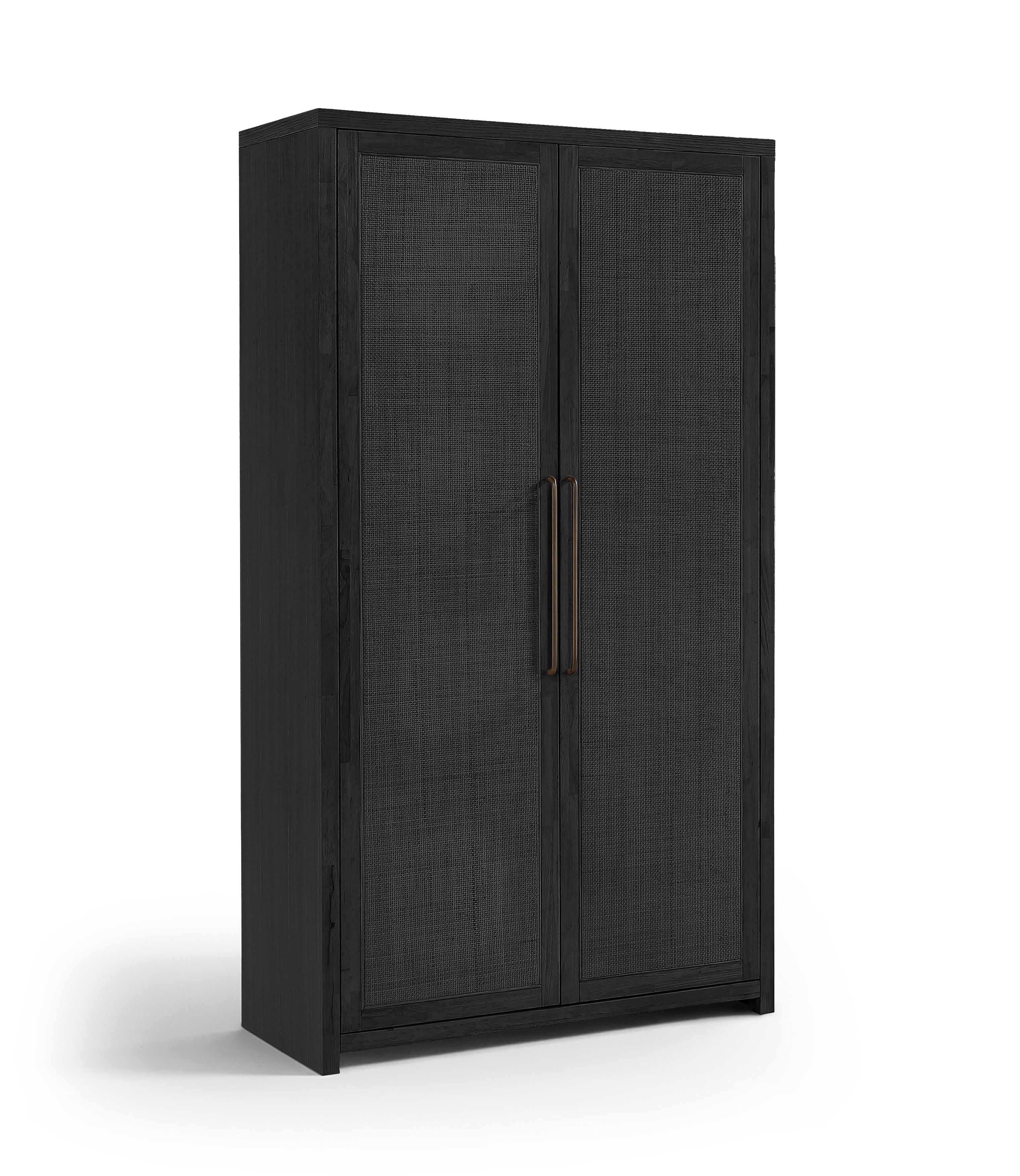 Vana - Solid Wood, Oak Veneer And Stainless Steel Storage Cabinet - Black