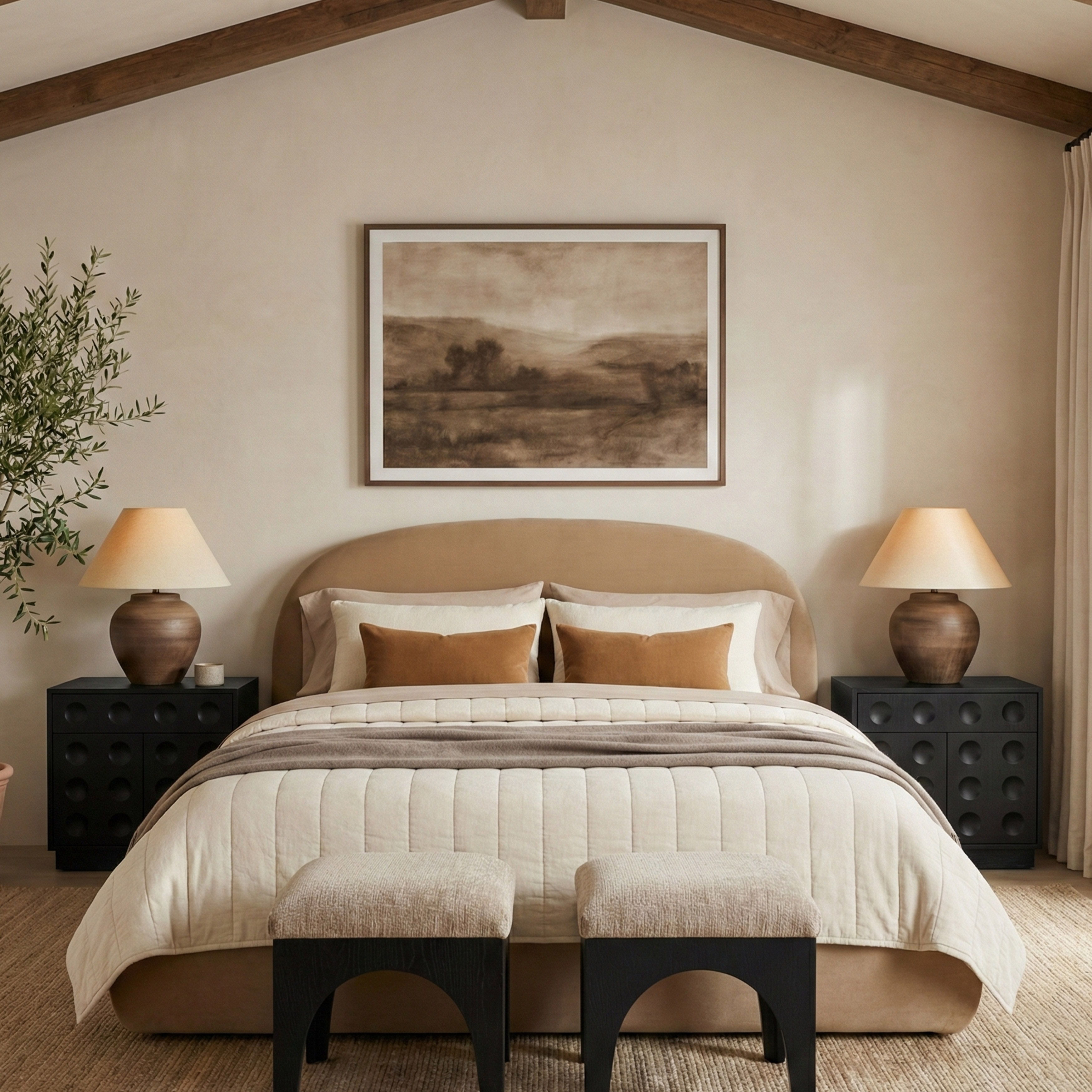 Celine - Upholstered Full Bed - Beige