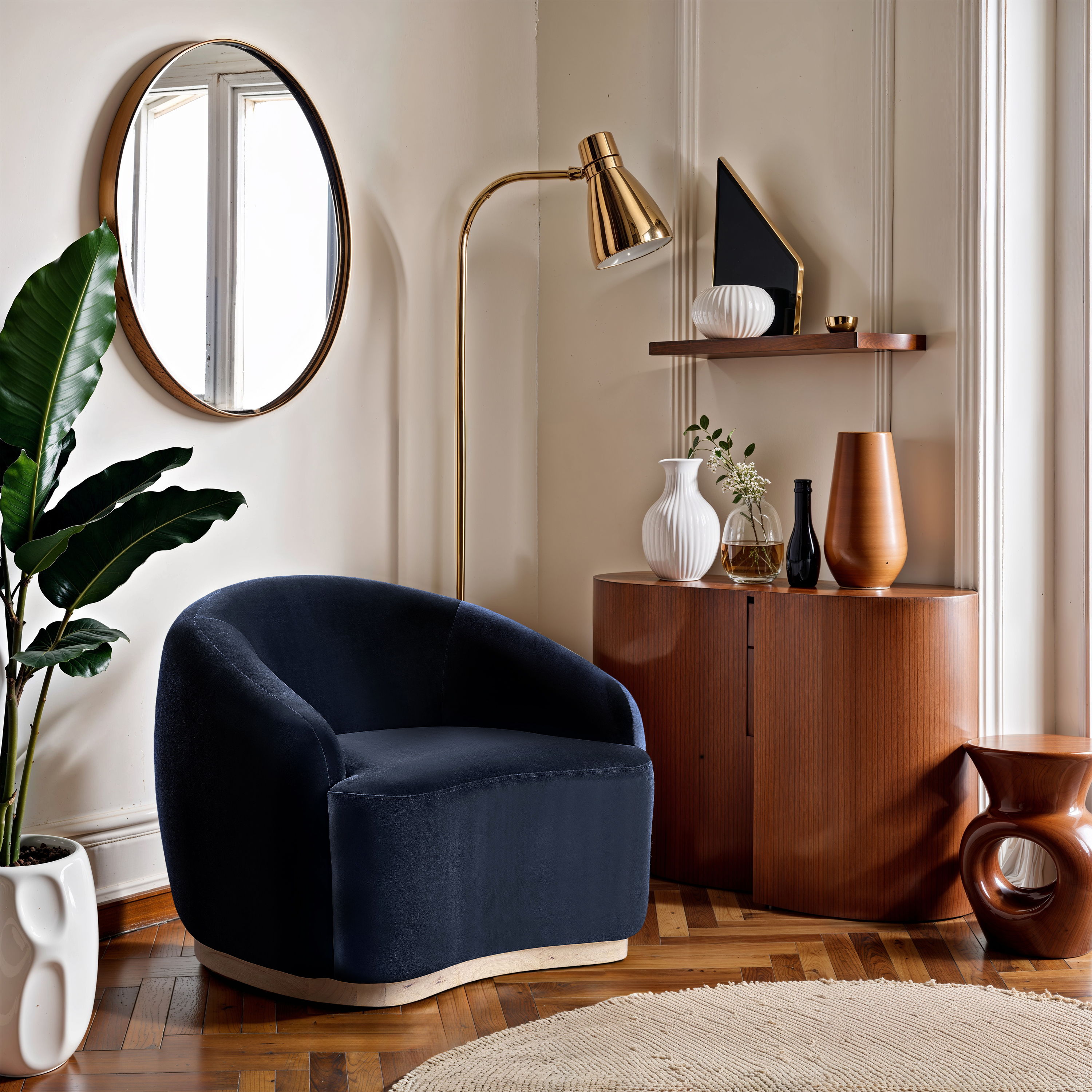 Gustavo - Velvet Upholstered Chair - Navy