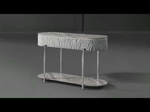 Yukino - Sofa Table - Gray High Gloss & Chrome, gray, view 8
