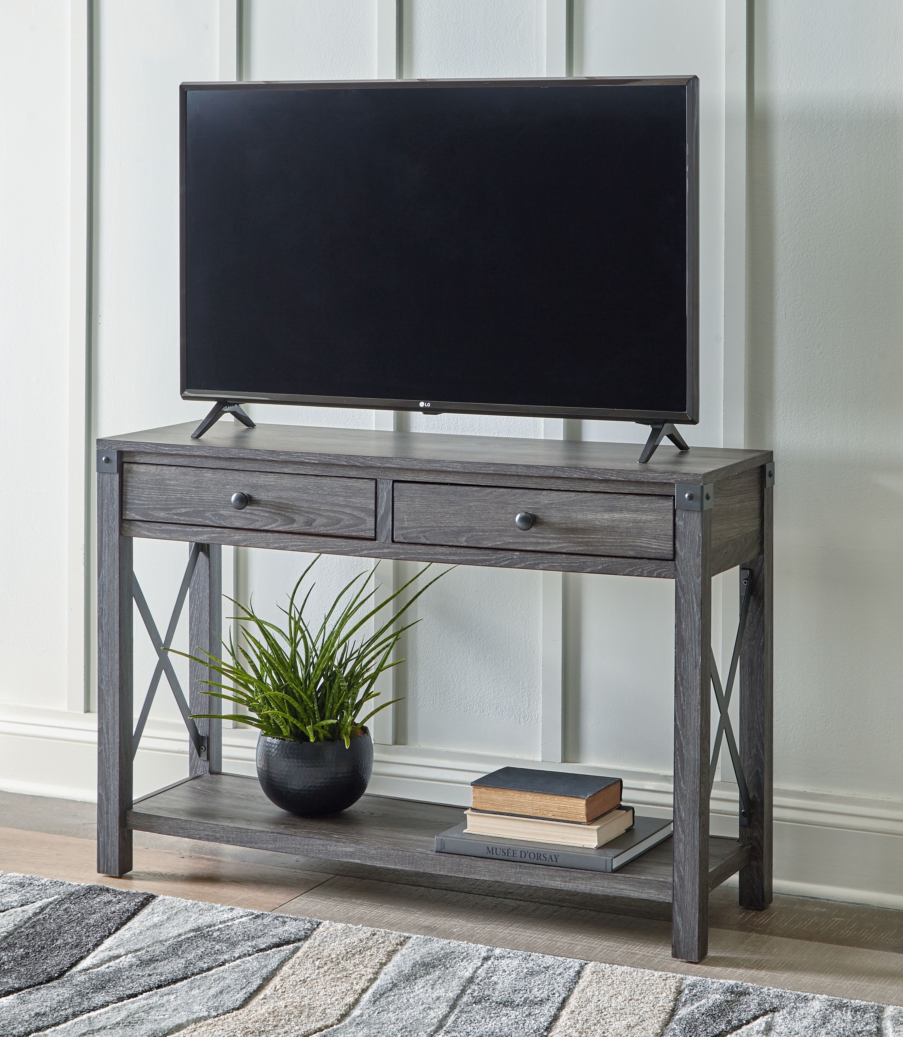 Ashley Furniture Freedan - Console Sofa Table - Grayish Brown - Image 6