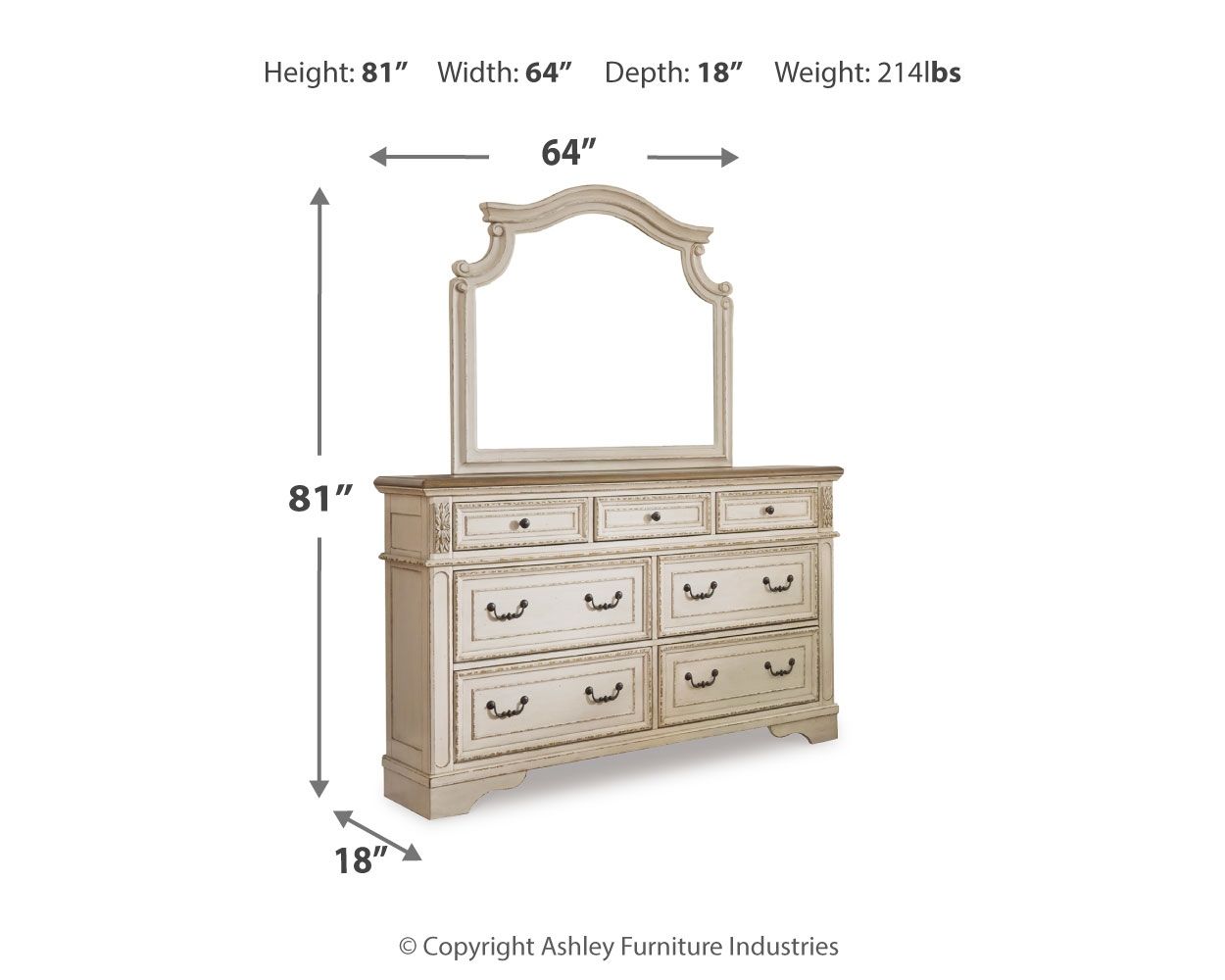 Ashley Furniture Realyn - Dresser, Mirror - 7-drawer - Two-tone - Image 4