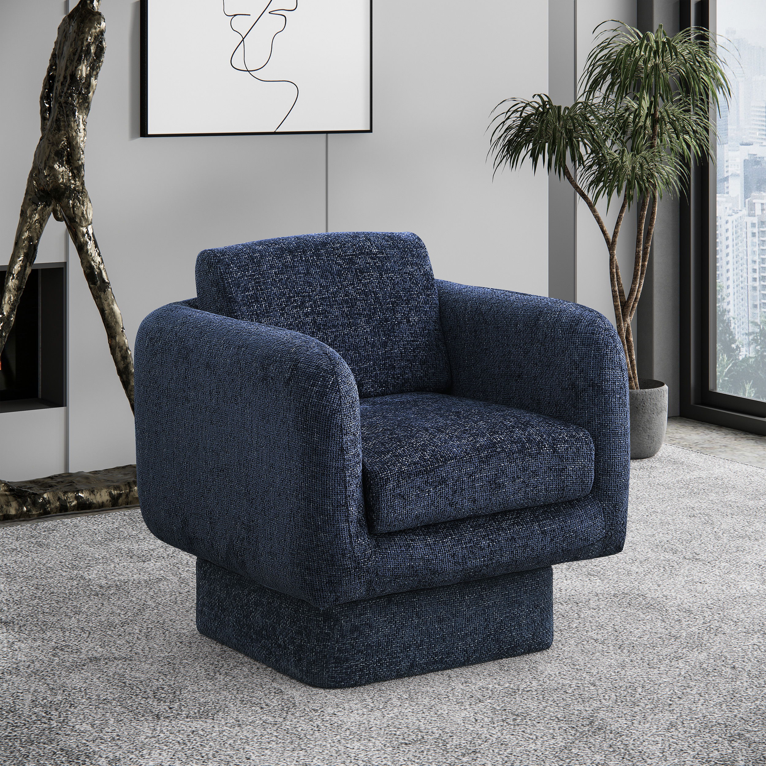 Alessandra - Swivel Accent Chair - Navy