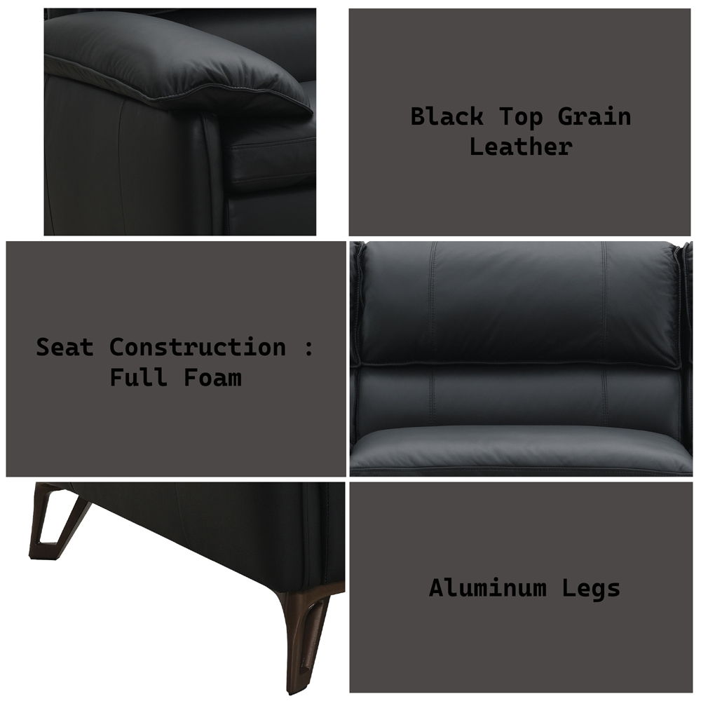 Eilene - Chair - Black Top Grain Leather, black, view 6