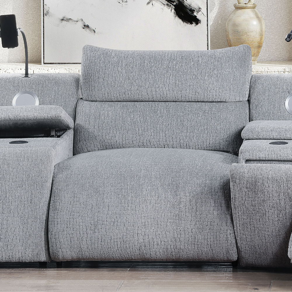 Fullar - Modular Power Motion Armless Recliner - Light Gray Chenille, light gray