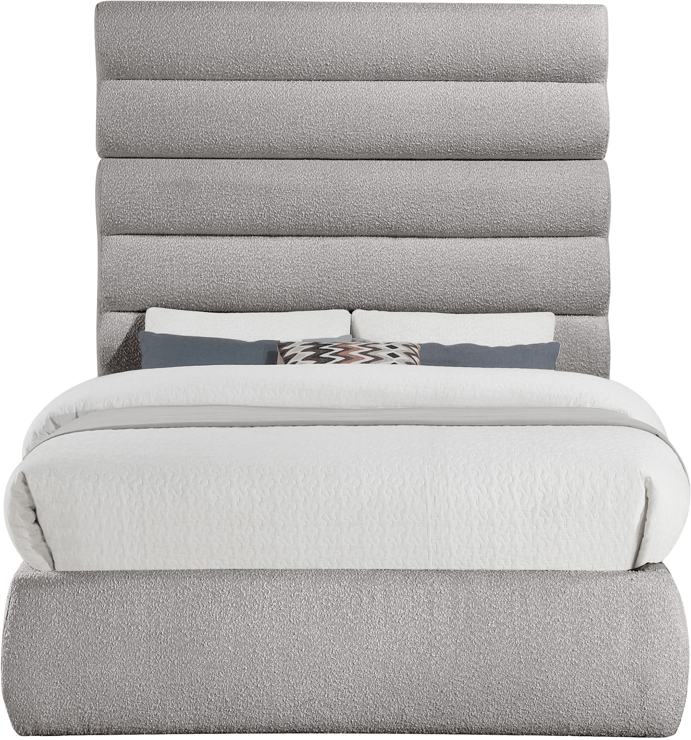 Adam - Boucle Fabric Full Bed With 70.5" Headboard - Taupe
