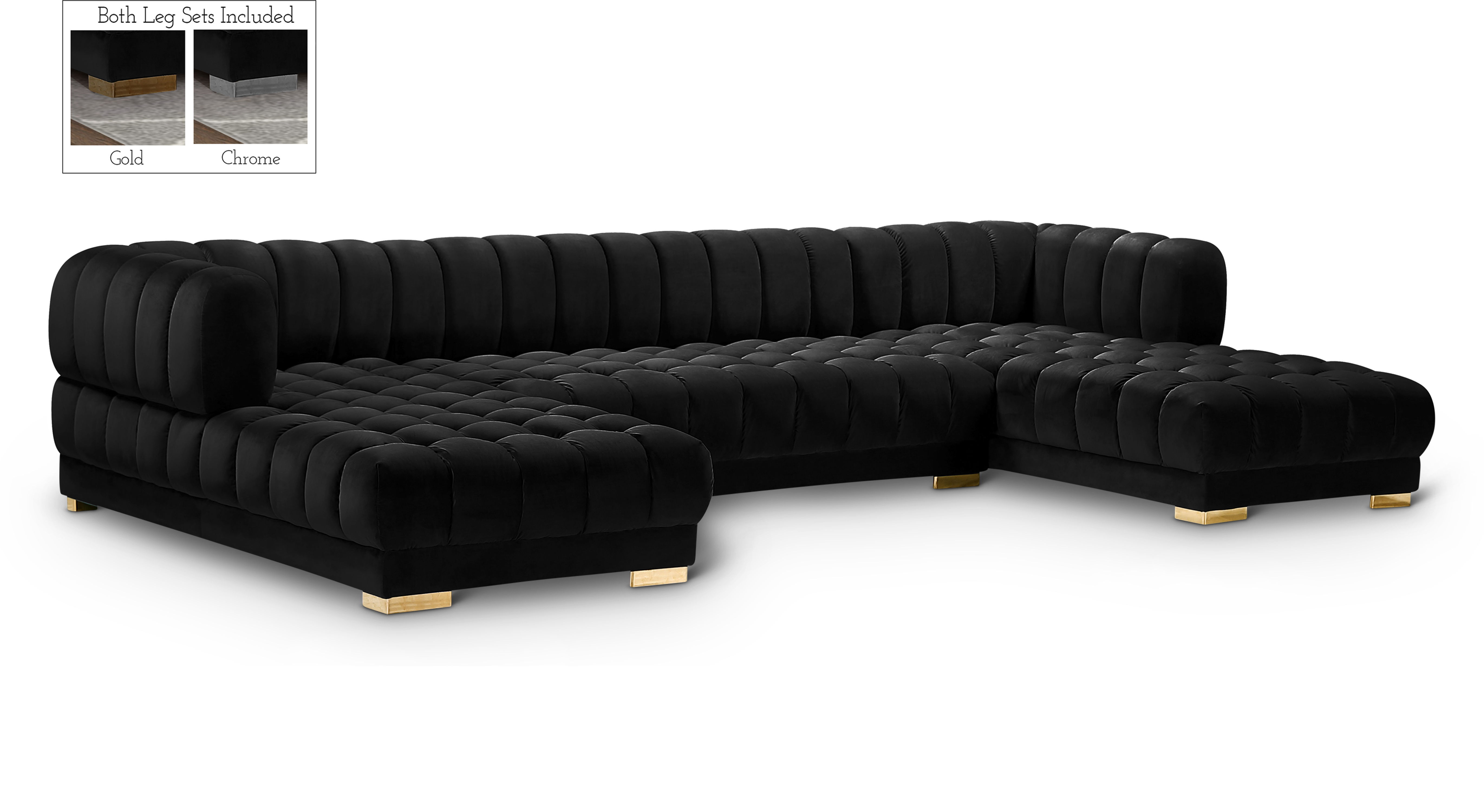 Gwen - 3 Piece Sectional - Black