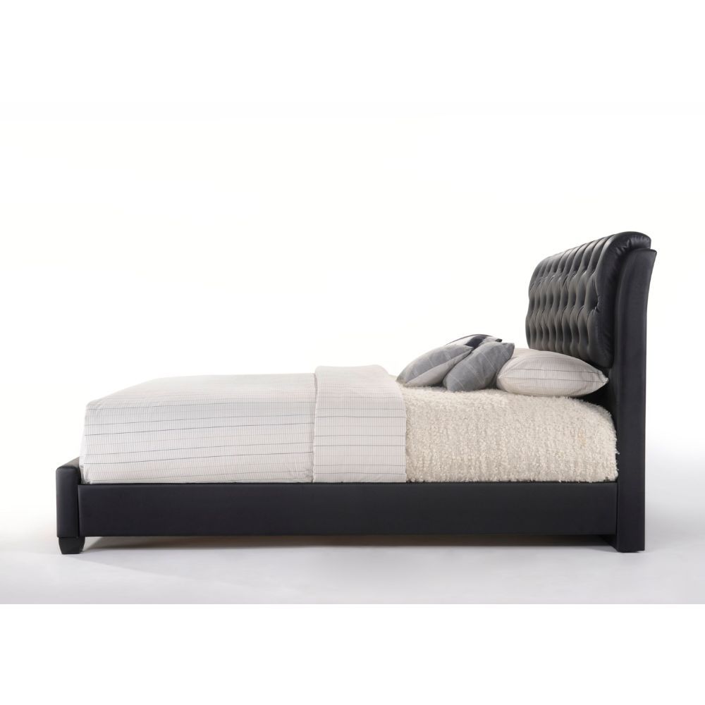 Ireland II - Eastern King Bed - Black Synthetic Leather, black, view 4