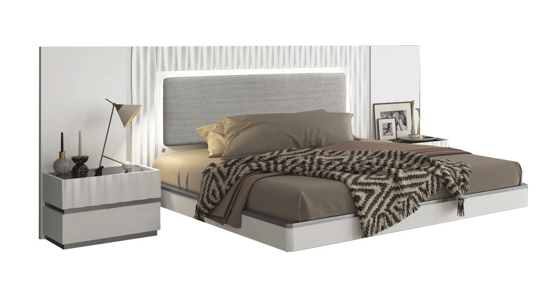 Marina - King Size Bed - White / Gray
