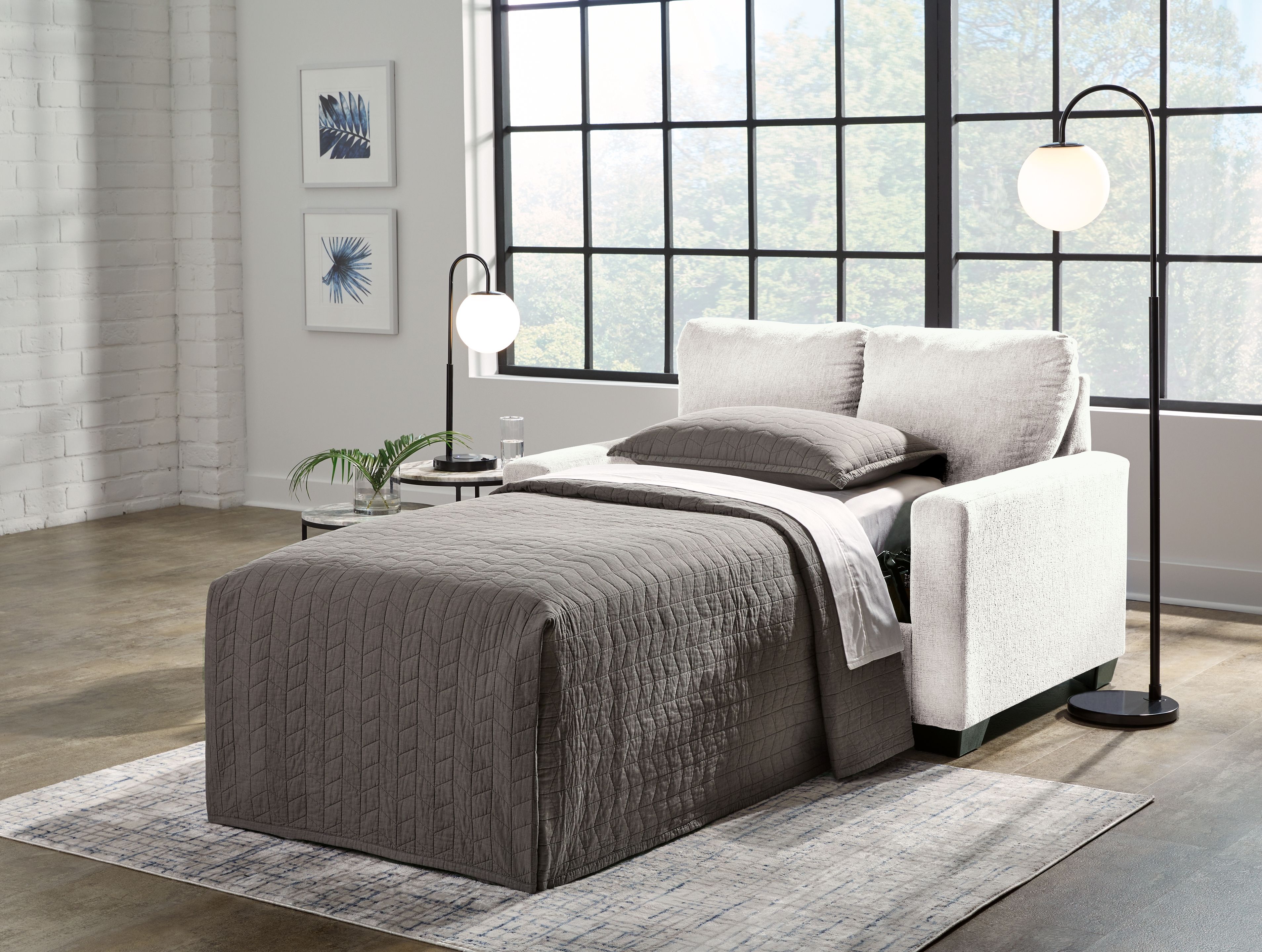 Ashley Furniture Rannis - Twin Sofa Sleeper - Snow - Image 8