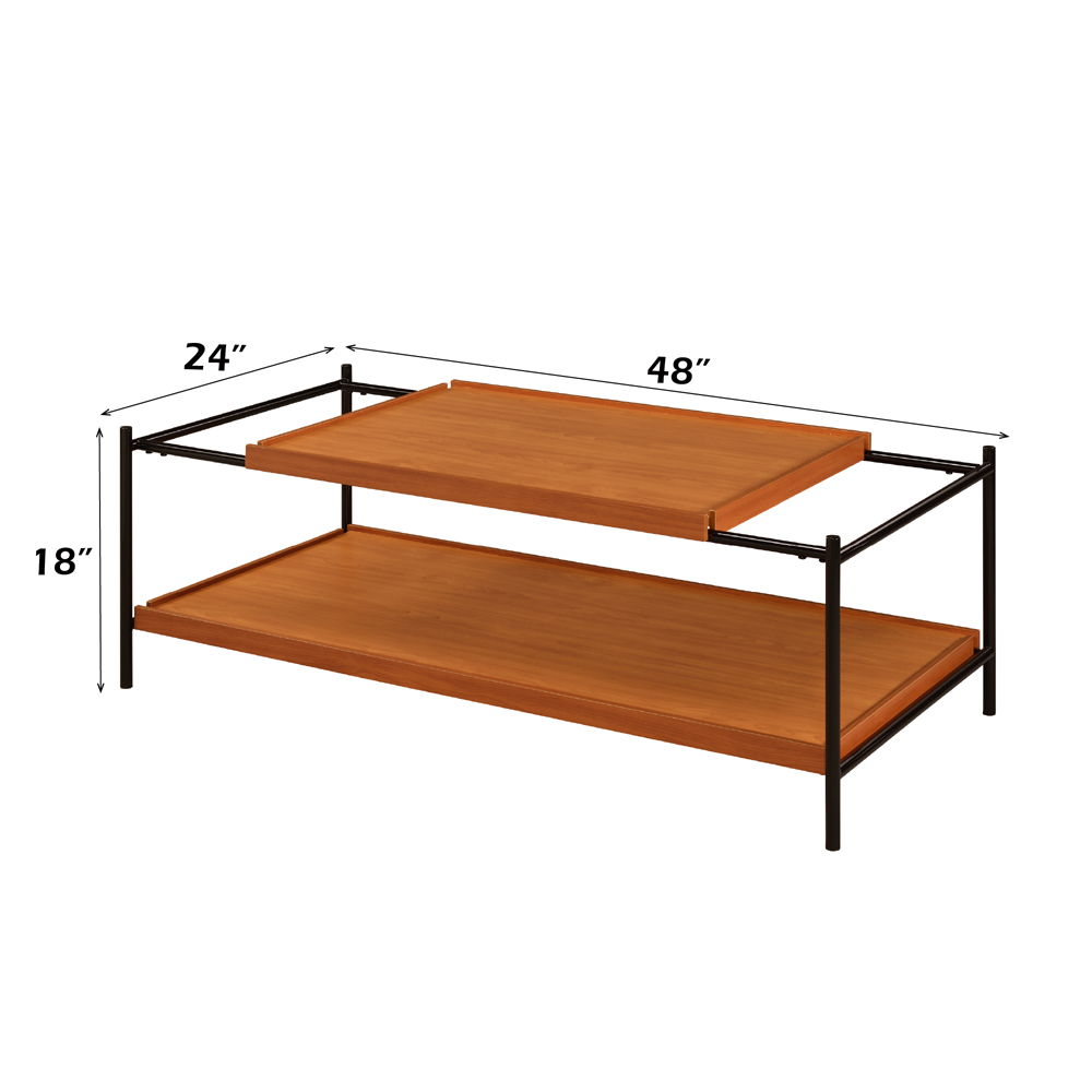 Oaken - Coffee Table - Honey Oak & Black, orange, view 4