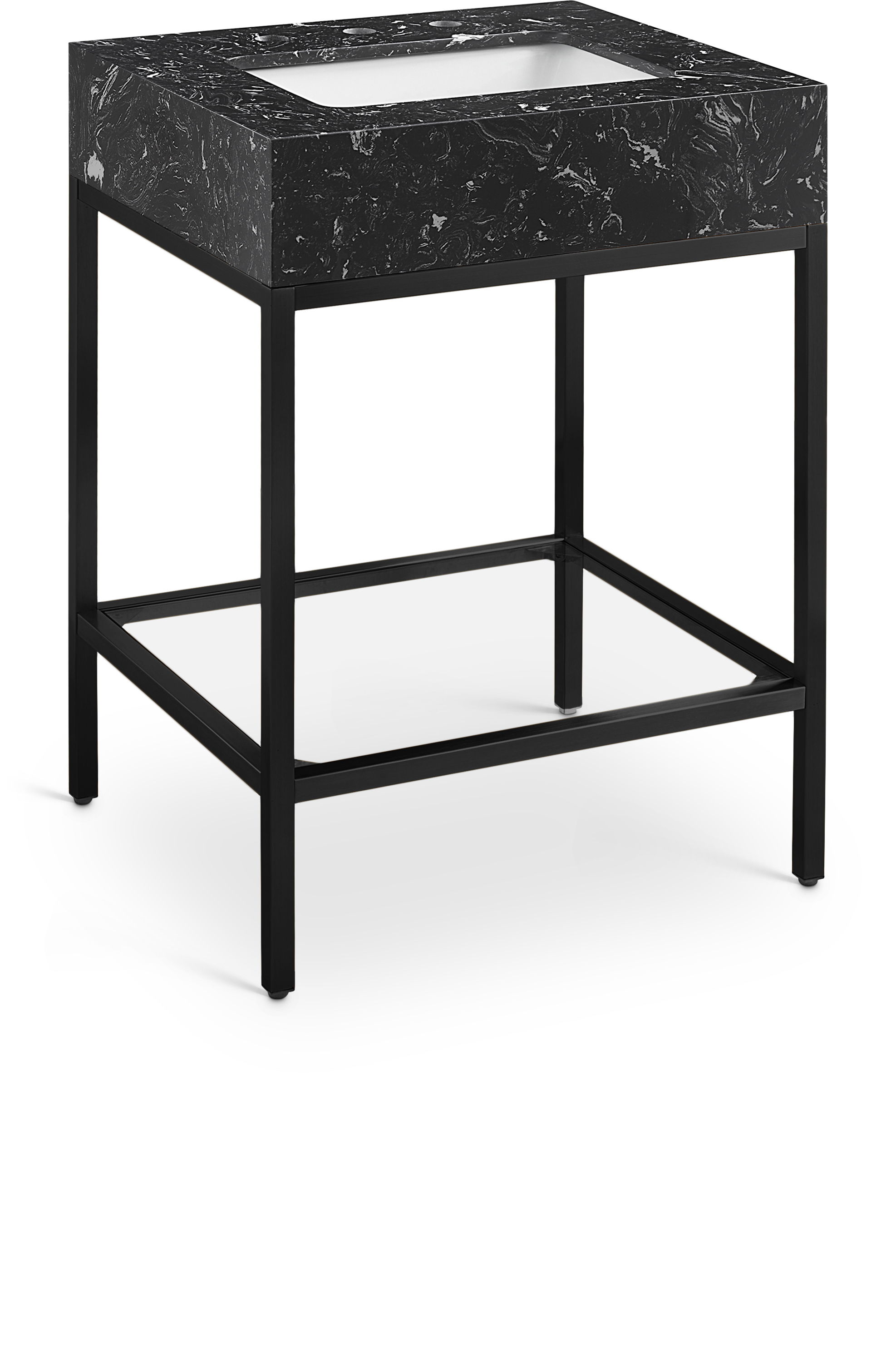 Marmo - 24" Engineered Marble Bathroom Vanity With Black Base - Black